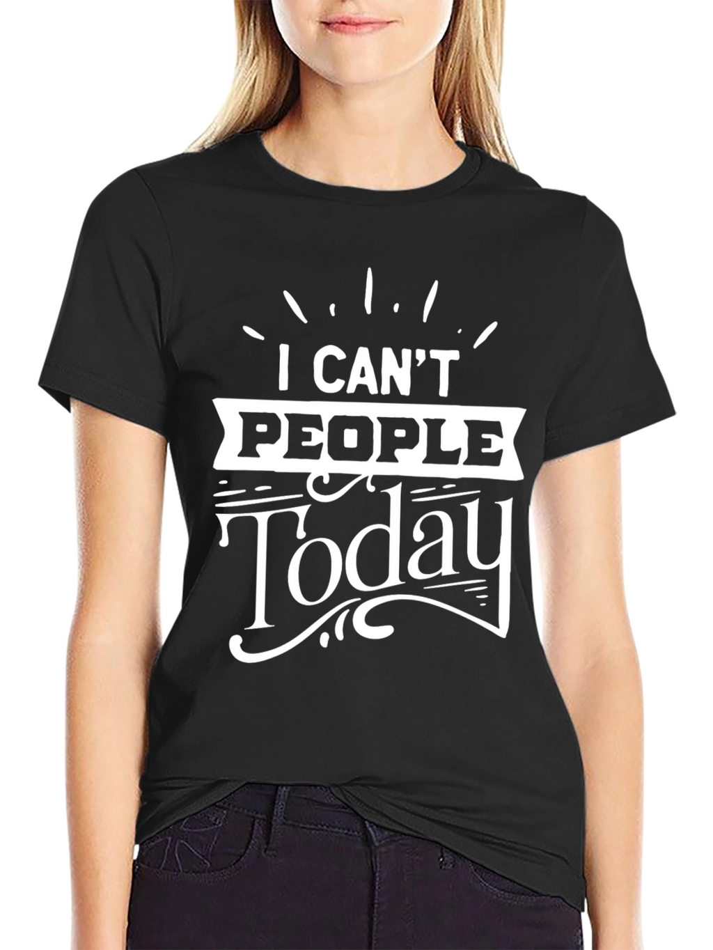 I Cant People Today Black Graphic Tee