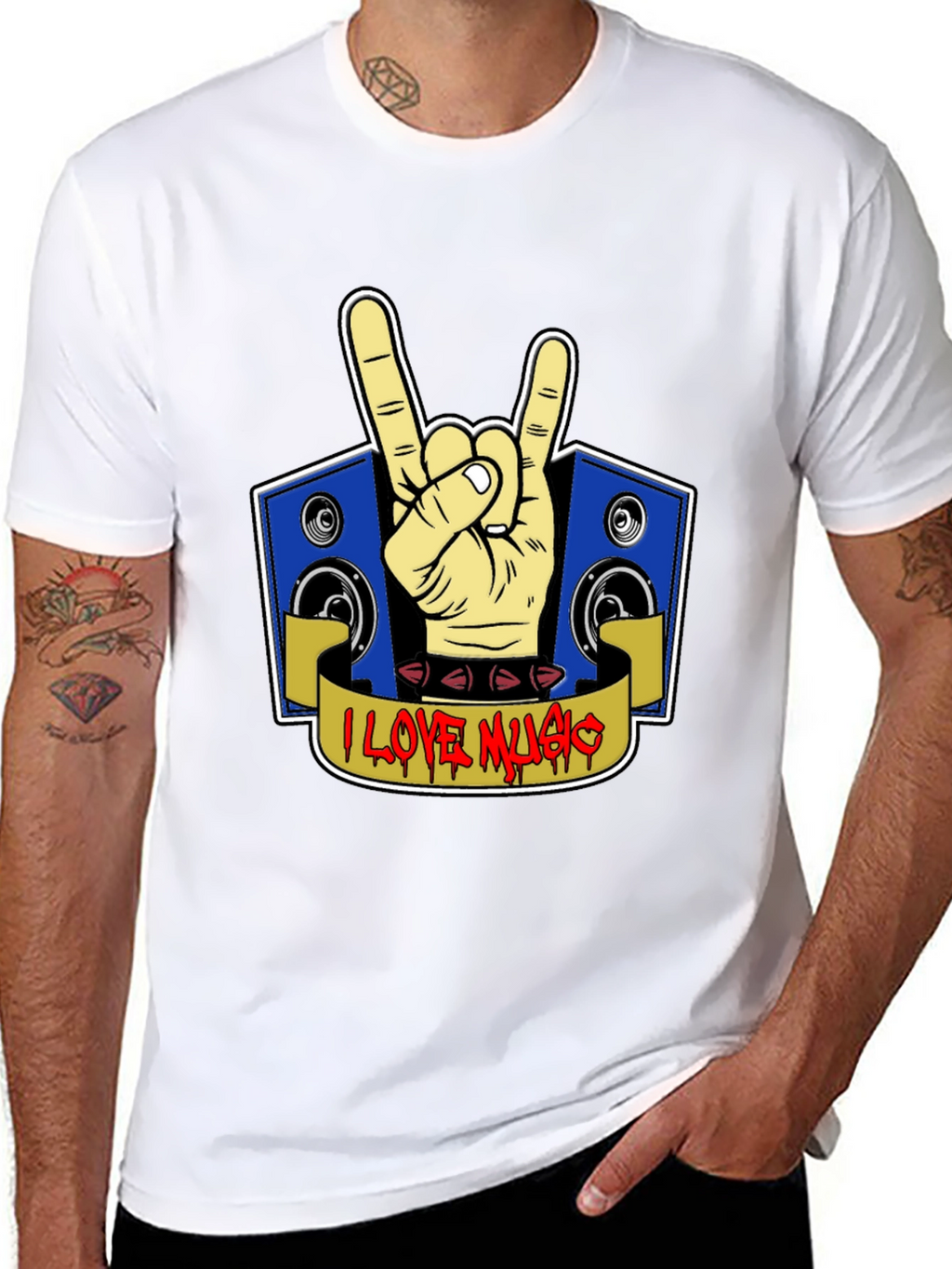 I Love Music Rock Hand T-Shirt