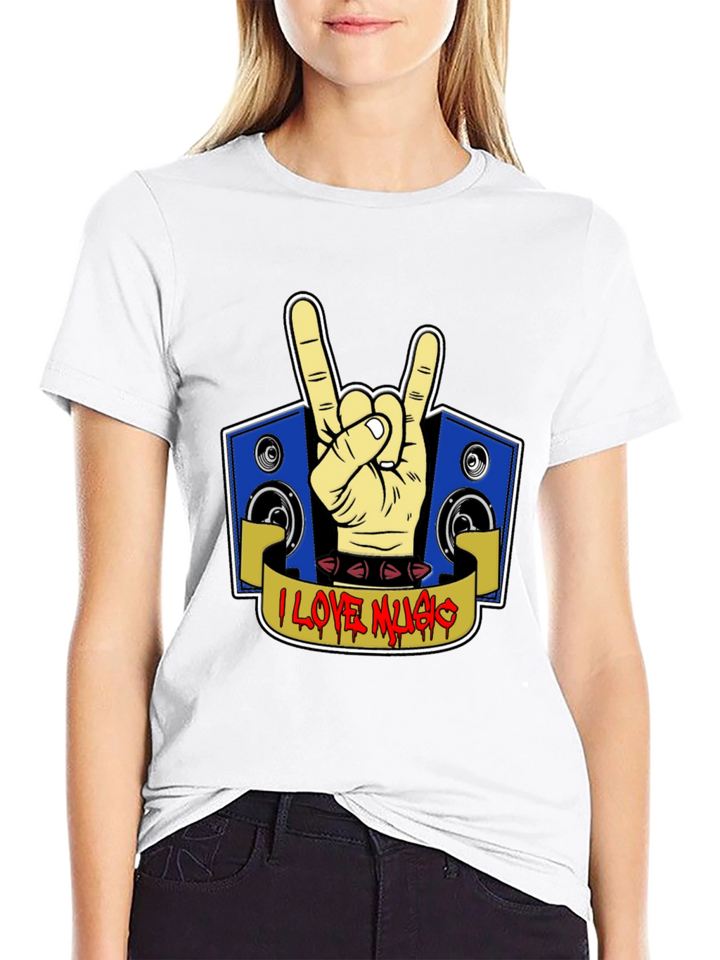 I Love Music Rock Hand T-Shirt