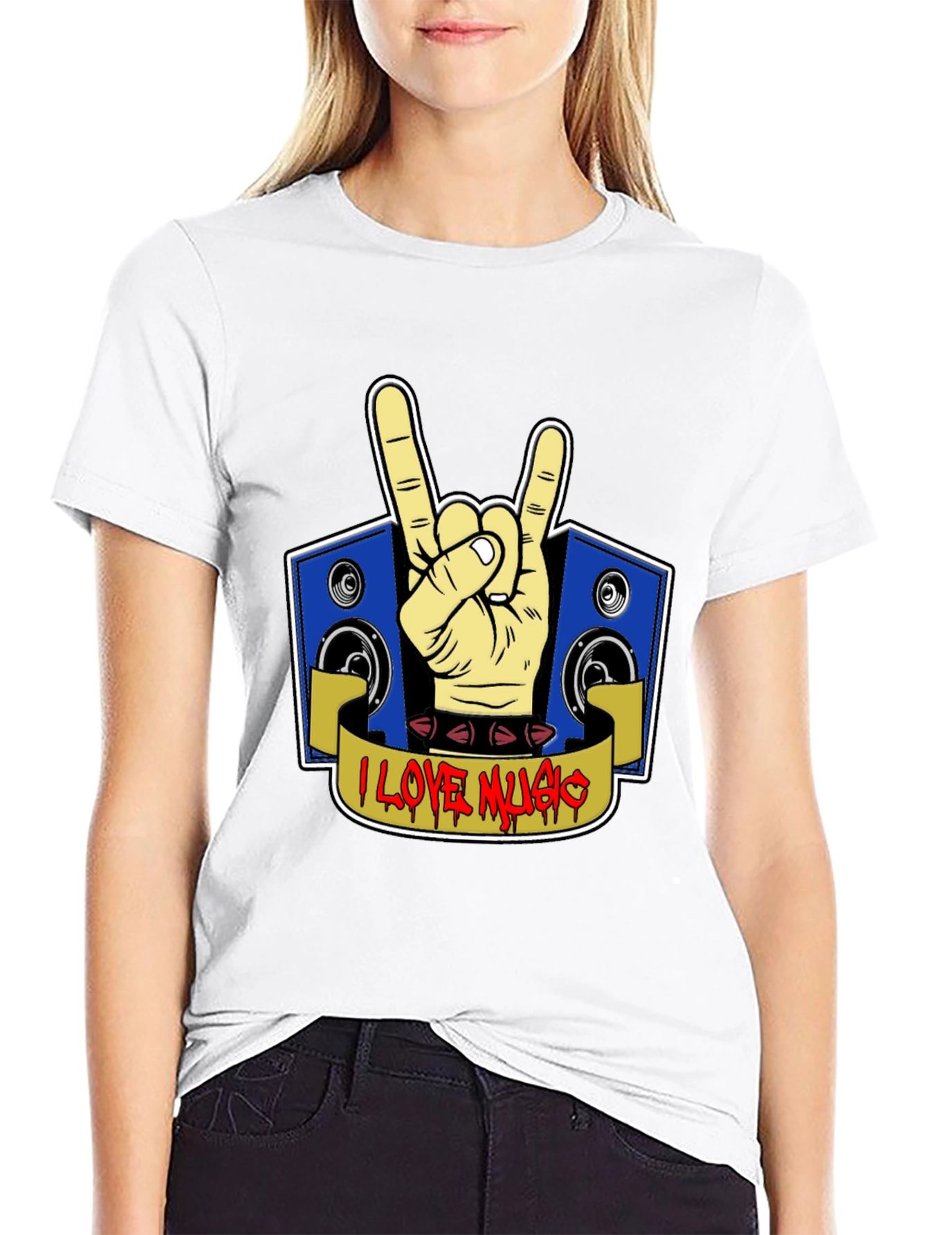 I Love Music Rock Hand T-Shirt