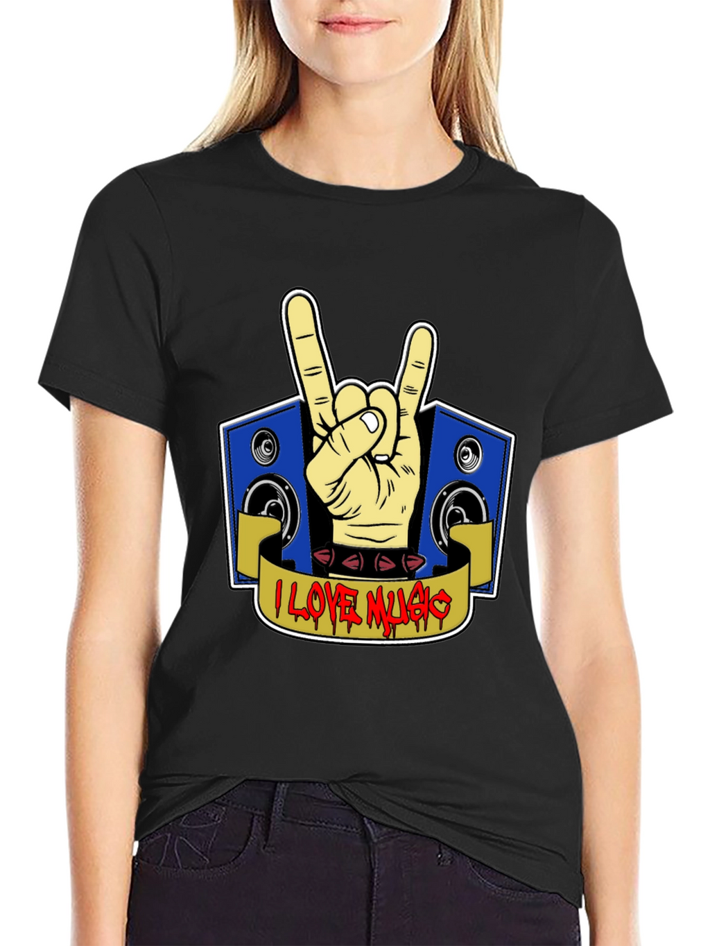 I Love Music Rock Hand T-Shirt