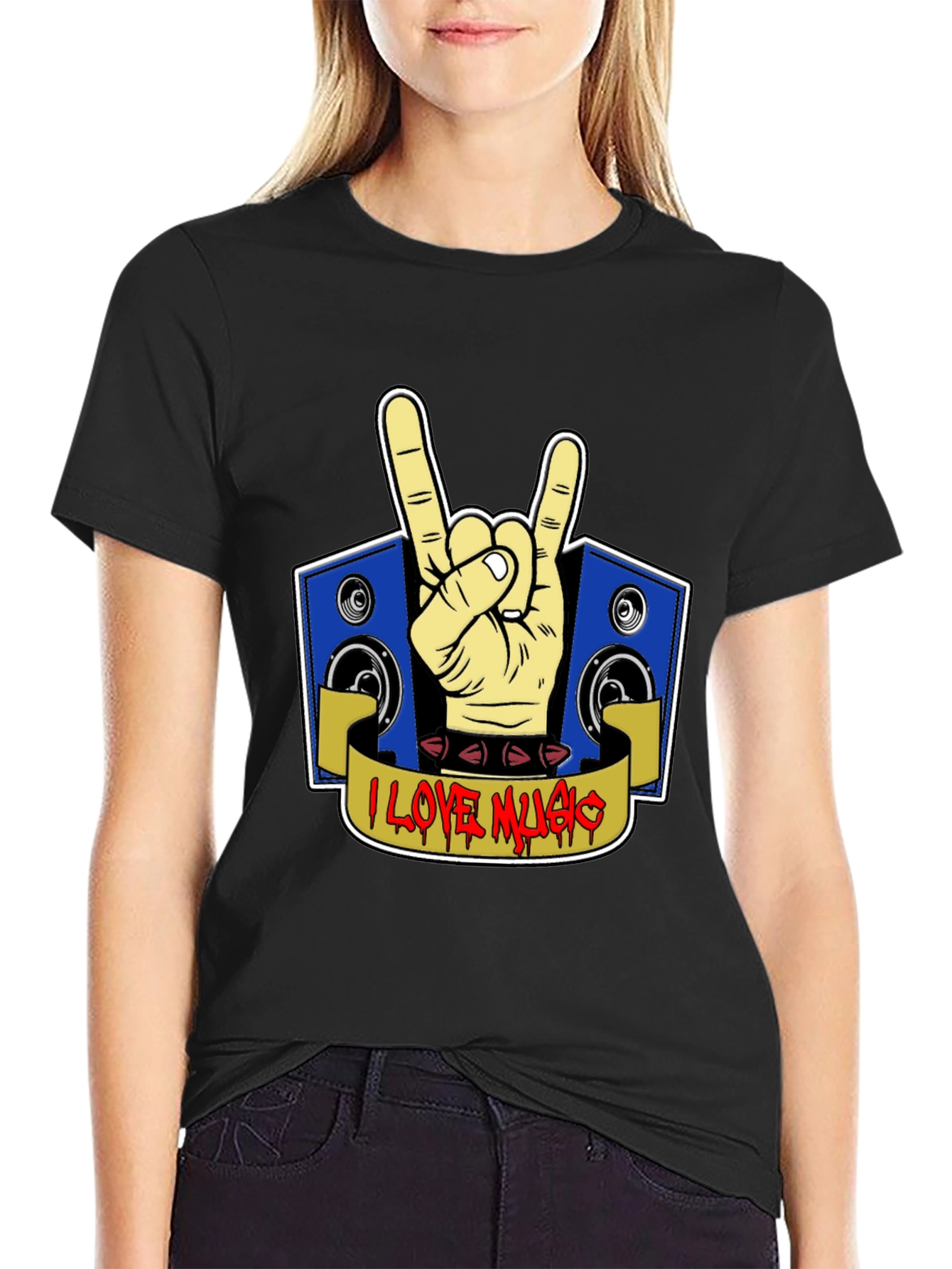 I Love Music Rock Hand T-Shirt