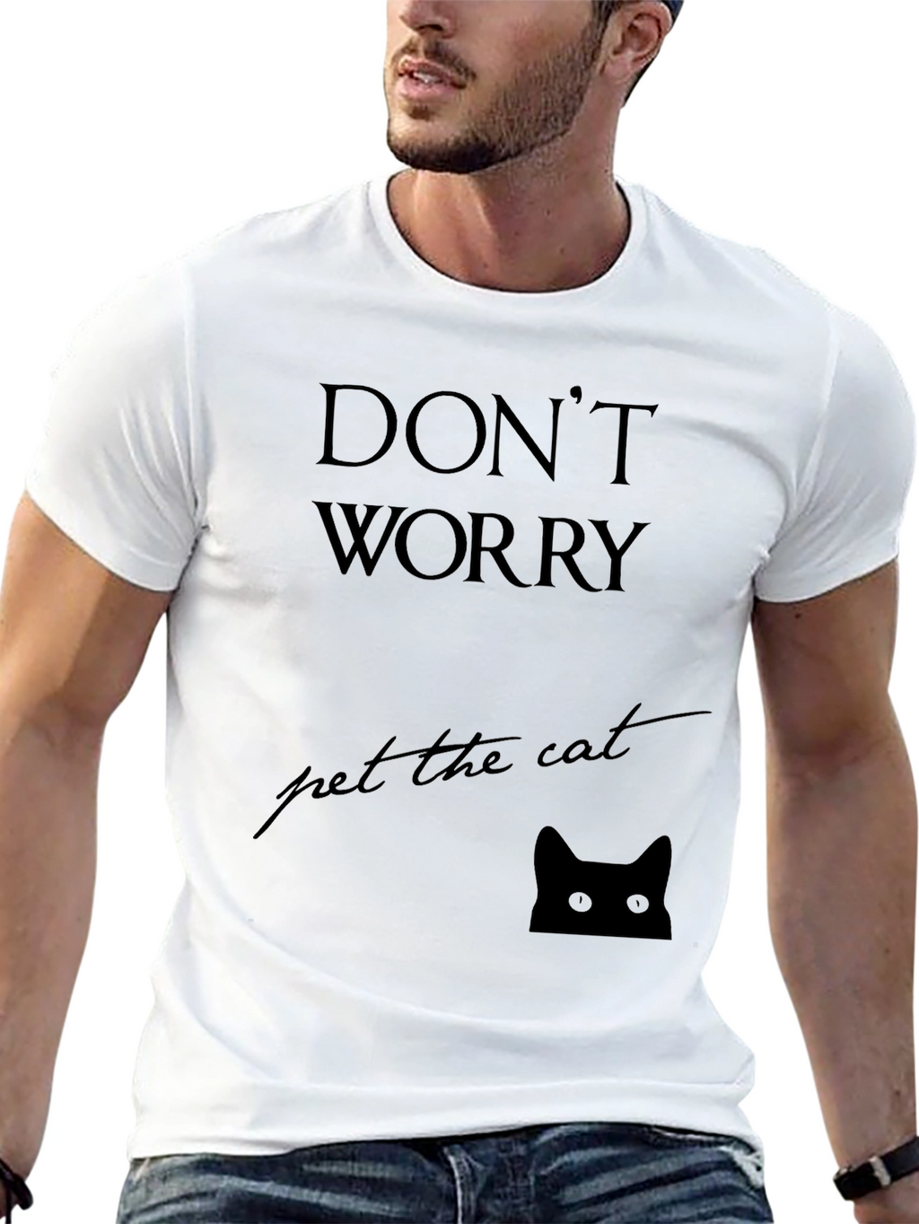 Dont Worry Pet the Cat Black T-Shirt