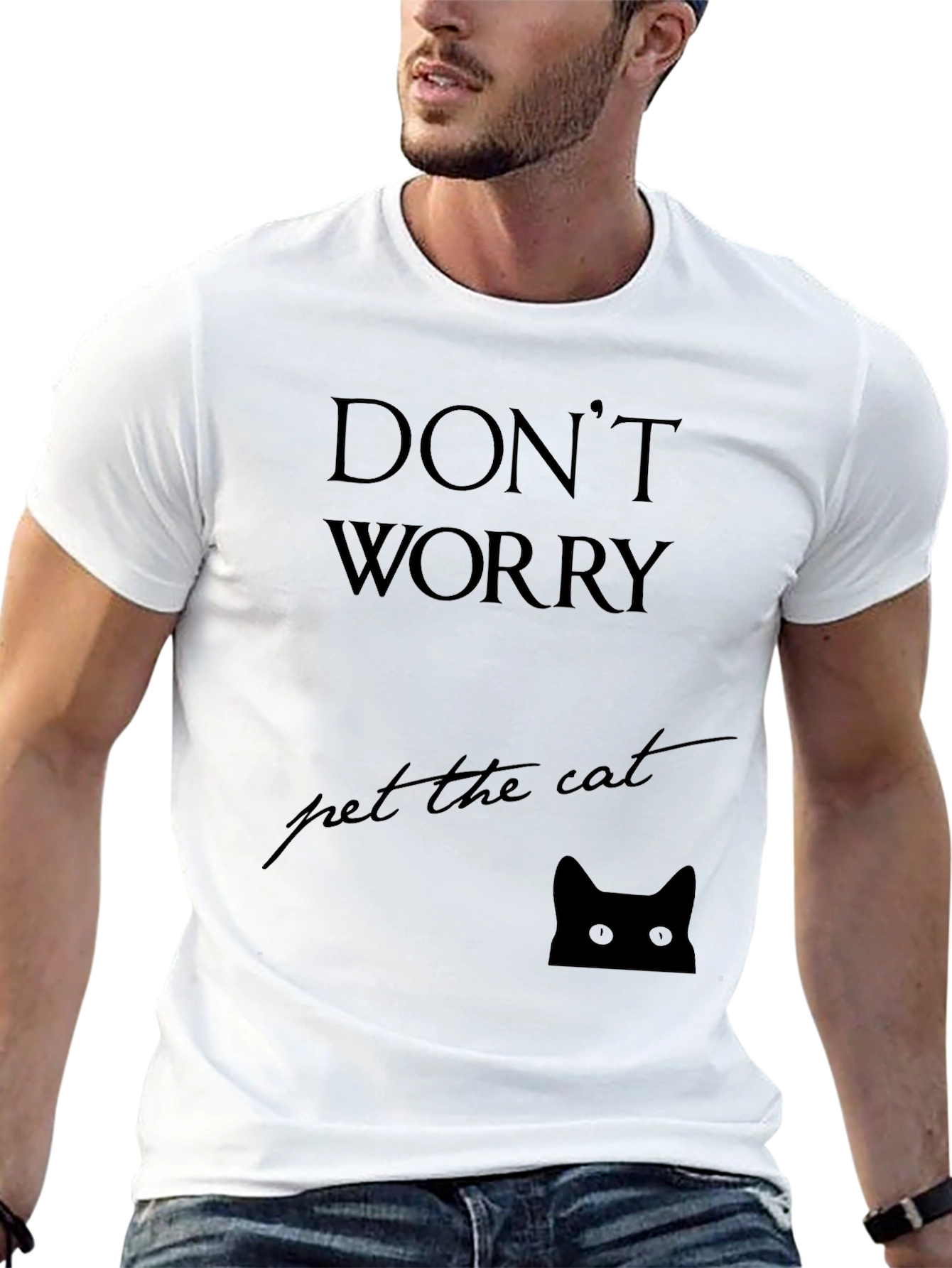 Dont Worry Pet the Cat Black T-Shirt