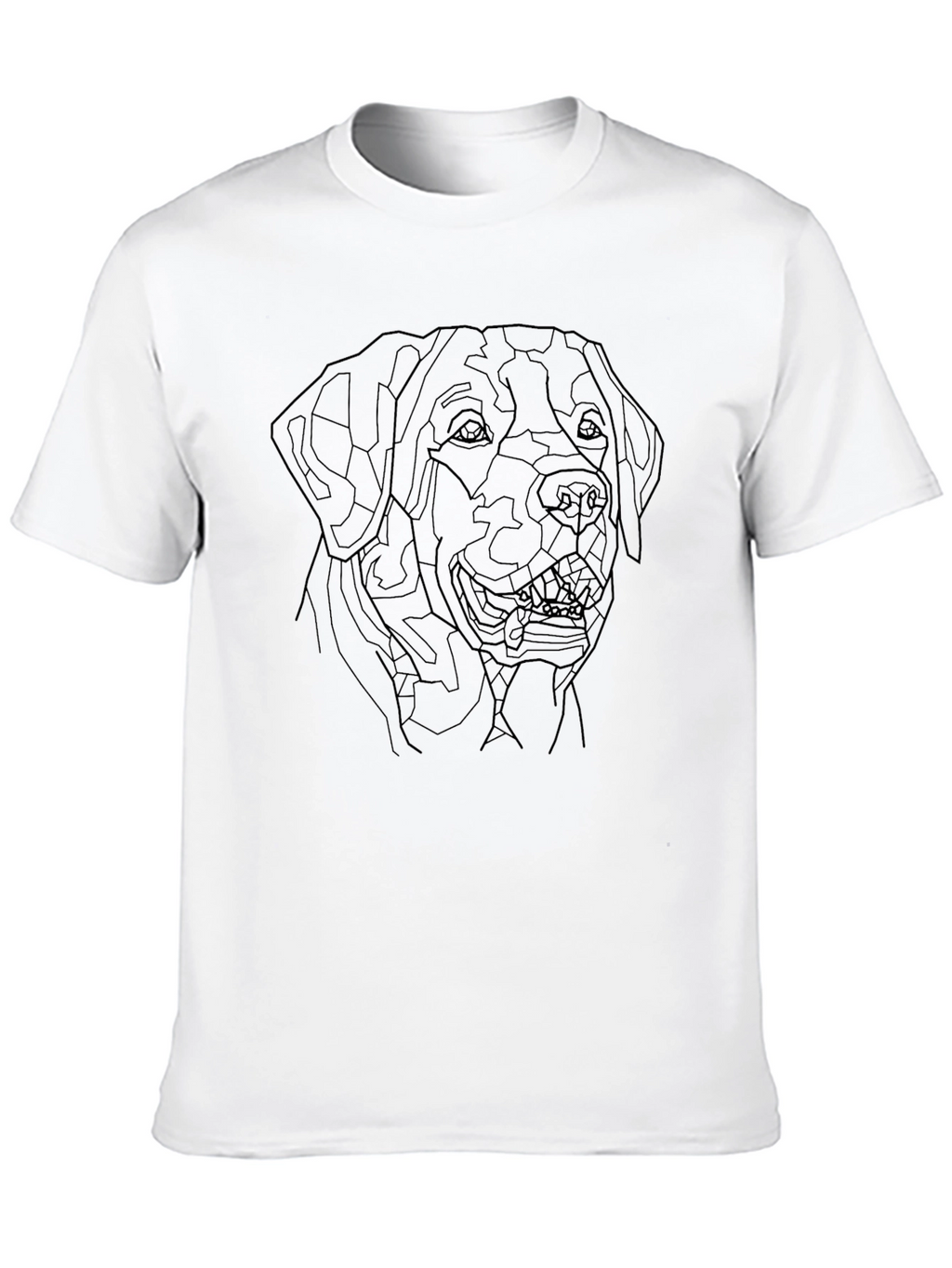 Geometric Dog Line Art Black T-Shirt