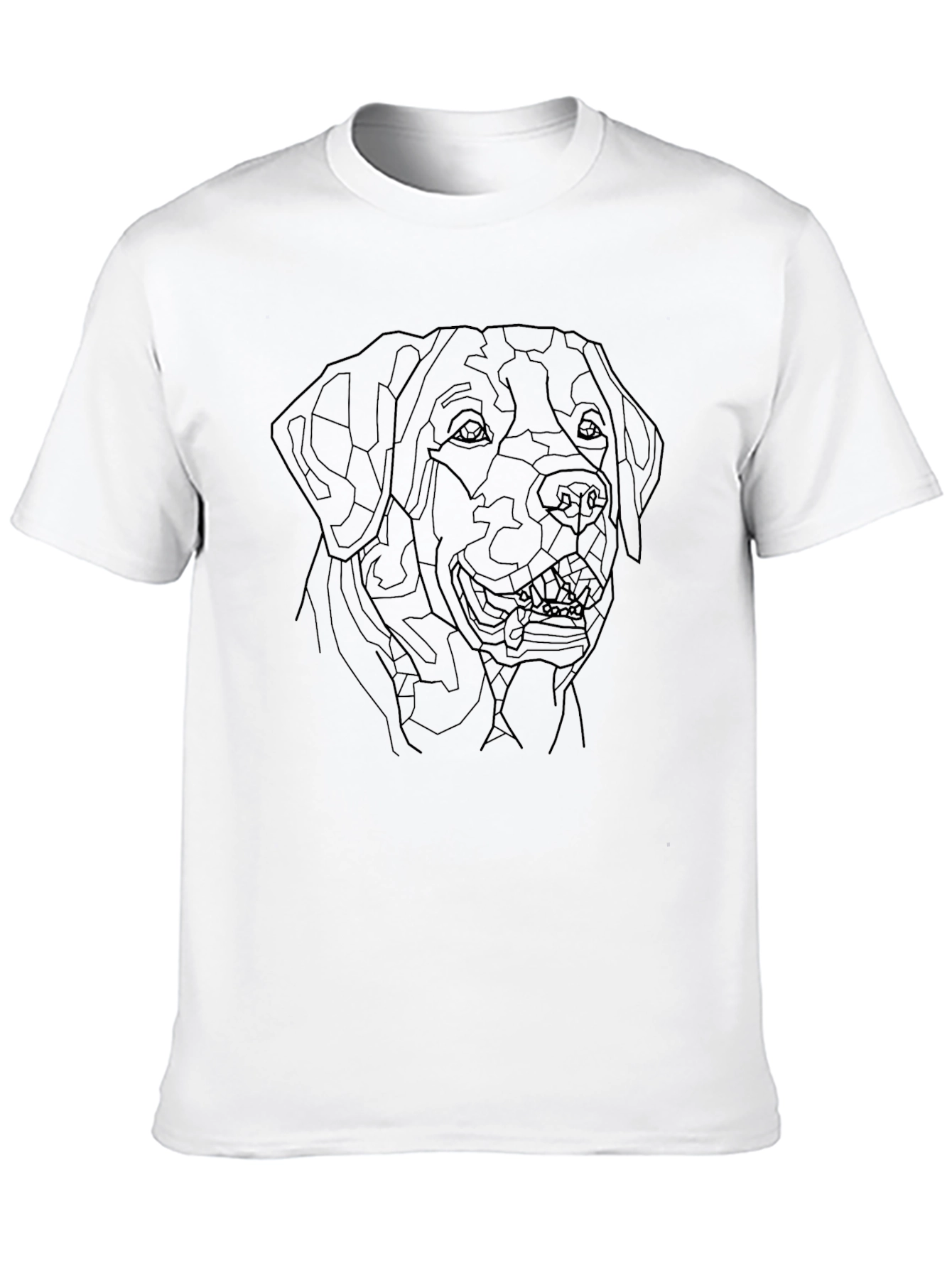 Geometric Dog Line Art Black T-Shirt