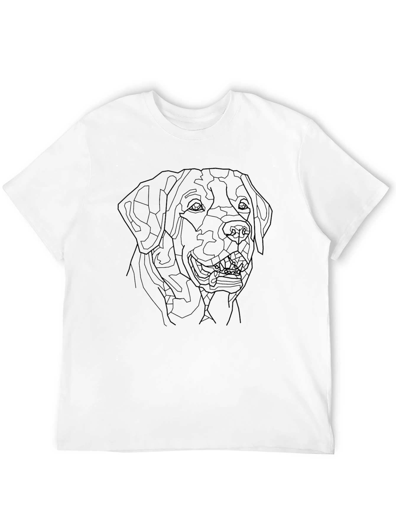 Geometric Dog Line Art Black T-Shirt