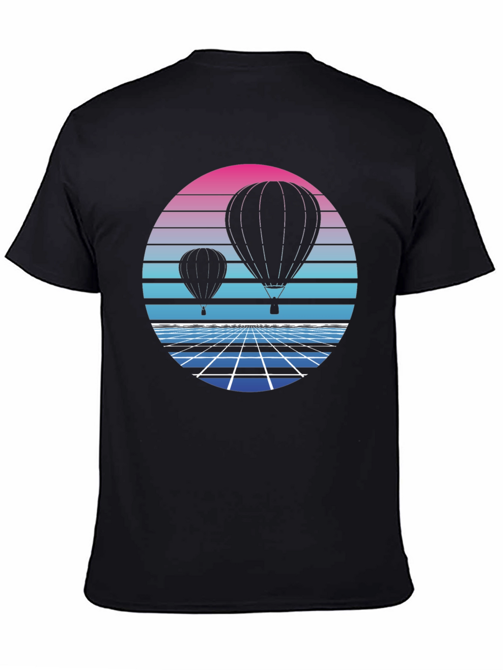 Retro Hot Air Balloon Graphic Tee - Black