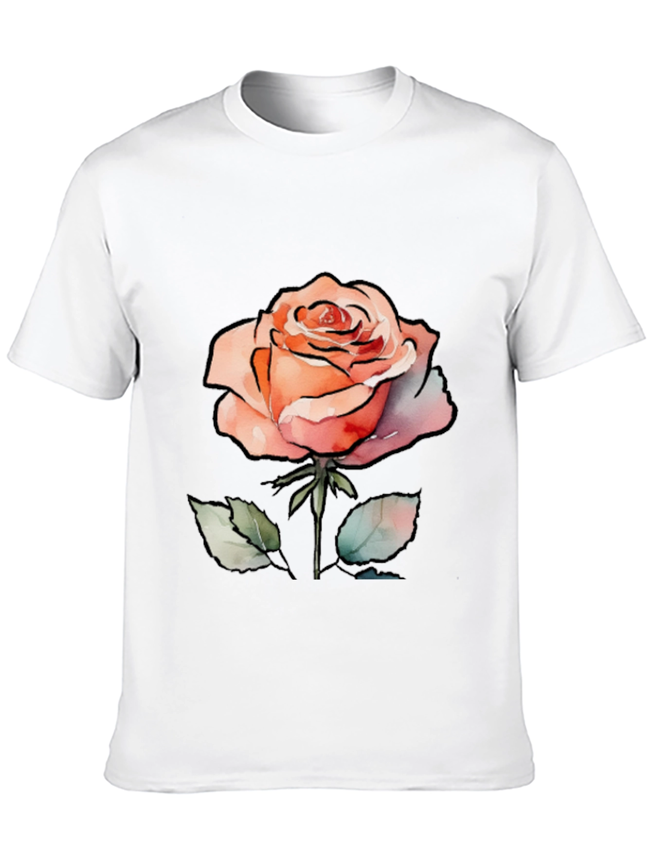 Rose Watercolor Graphic Tee - Stylish Floral Design
