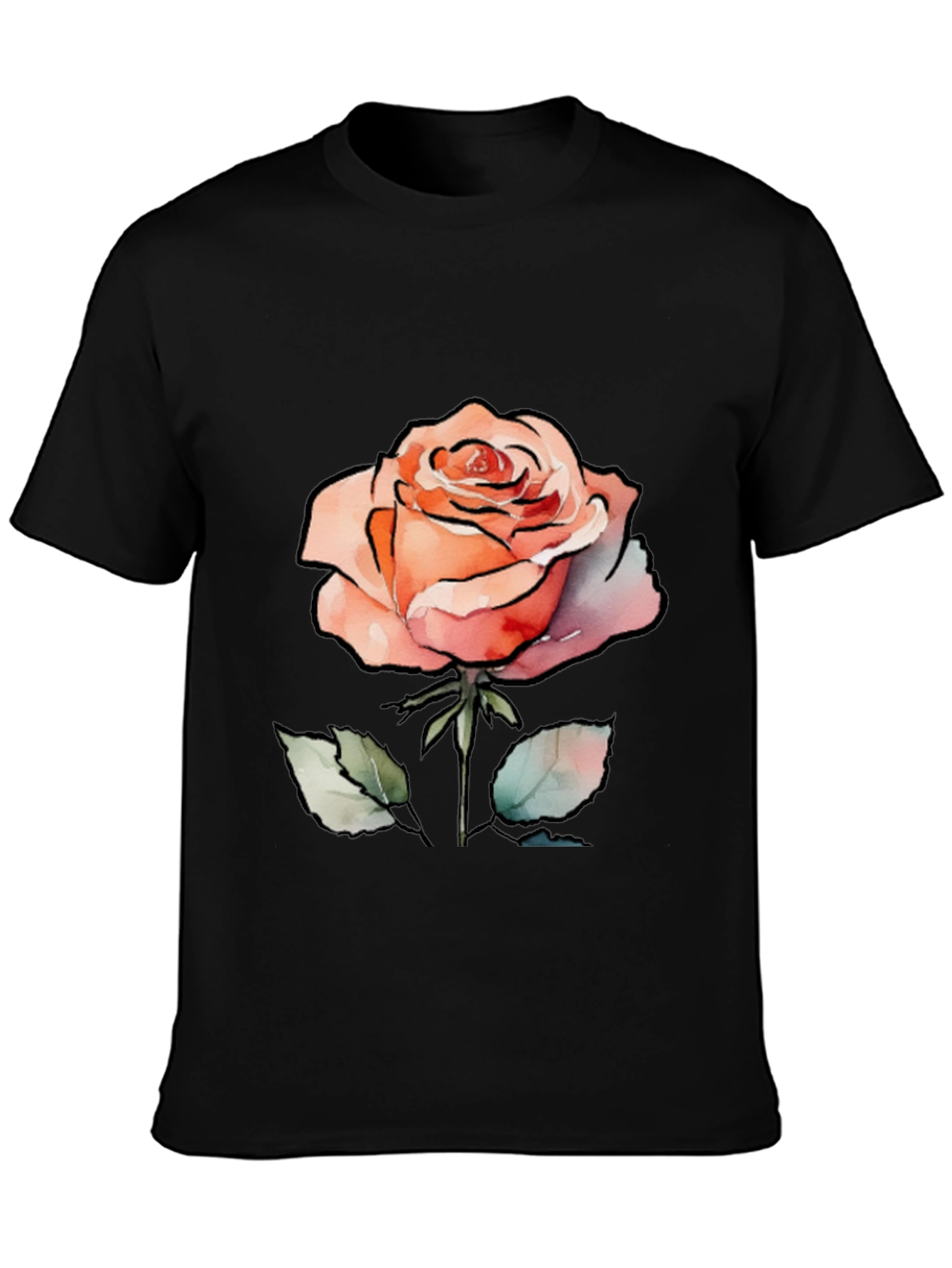 Rose Watercolor Graphic Tee - Stylish Floral Design