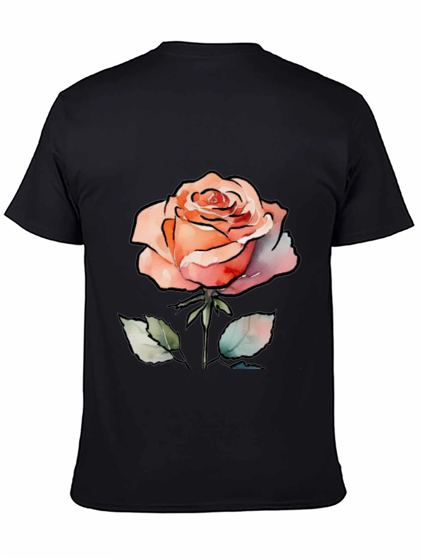 Rose Watercolor Graphic Tee - Stylish Floral Design