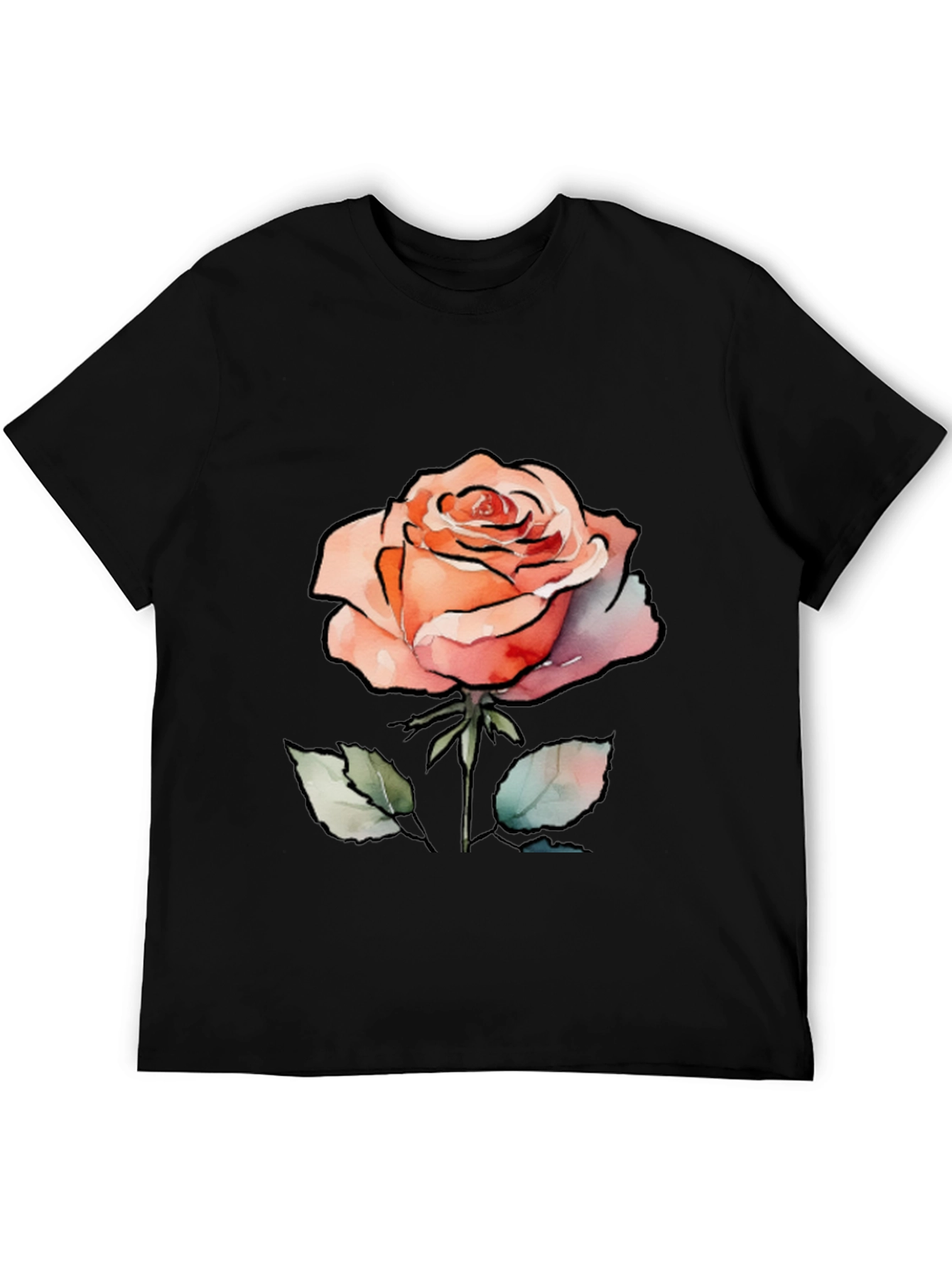 Rose Watercolor Graphic Tee - Stylish Floral Design