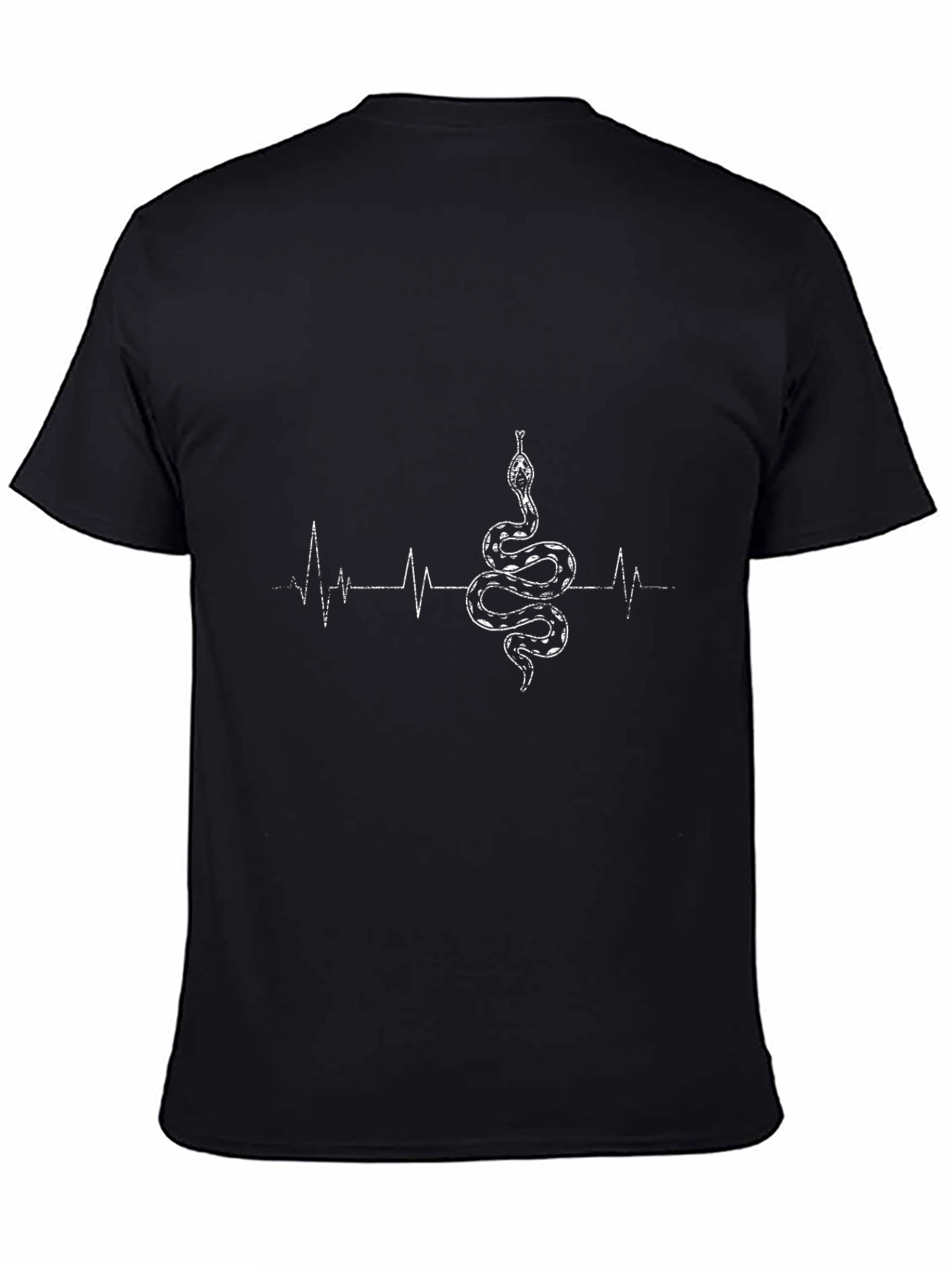 Snake Heartbeat Graphic Tee - Stylish Black T-Shirt