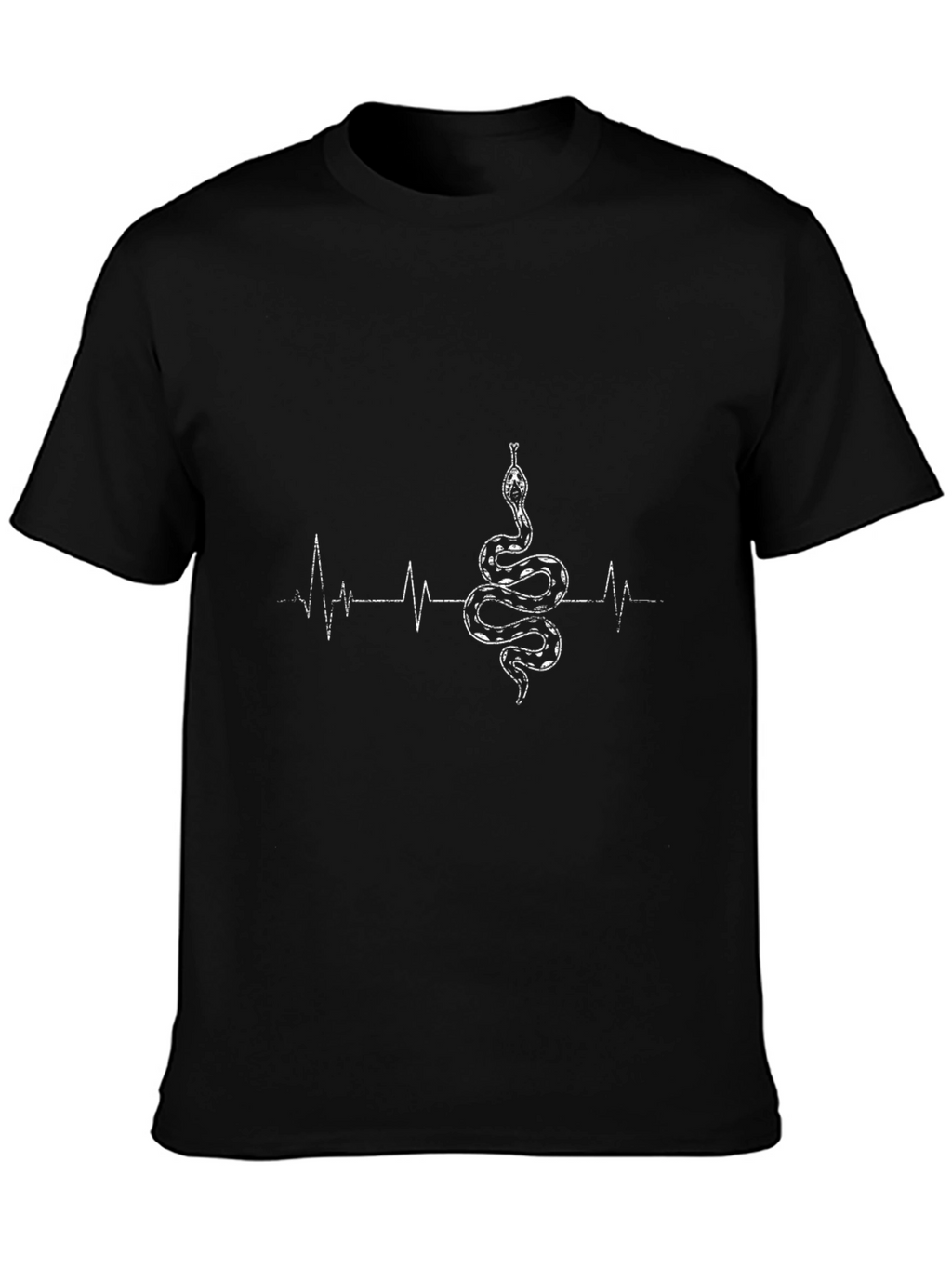 Snake Heartbeat Graphic Tee - Stylish Black T-Shirt