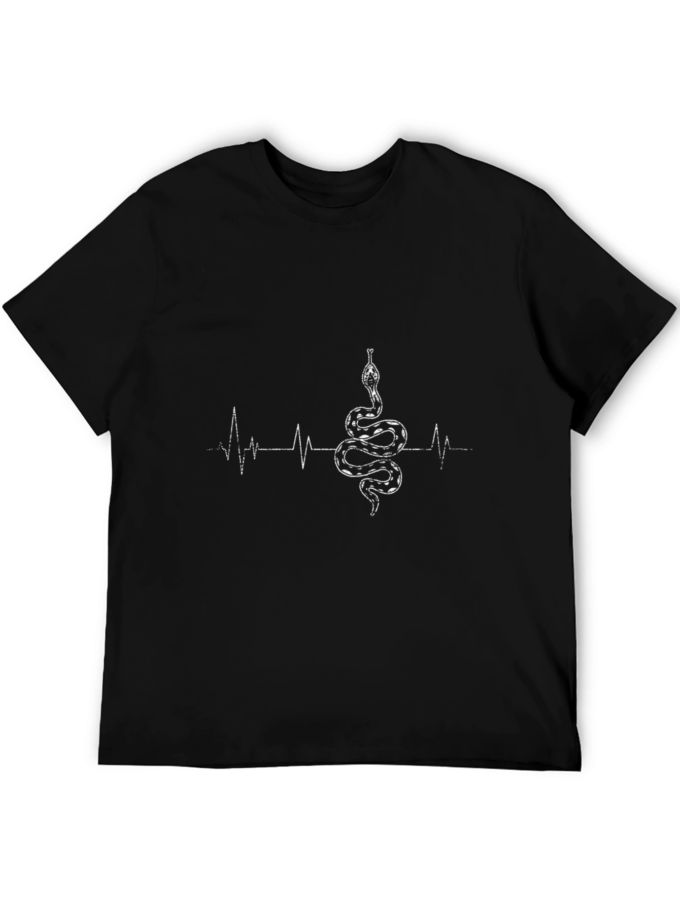 Snake Heartbeat Graphic Tee - Stylish Black T-Shirt