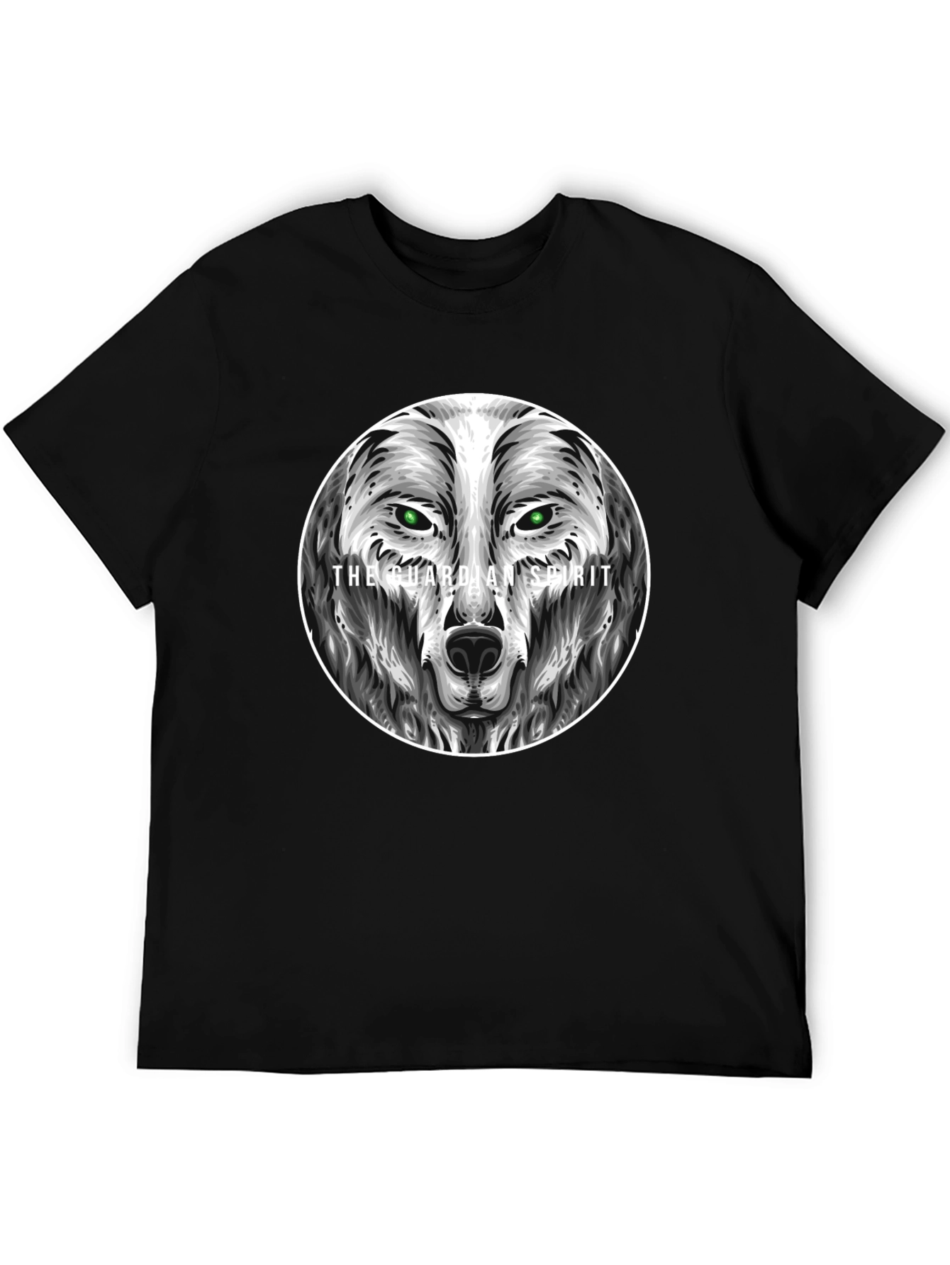 Guardian Spirit Wolf Graphic T-Shirt - Black