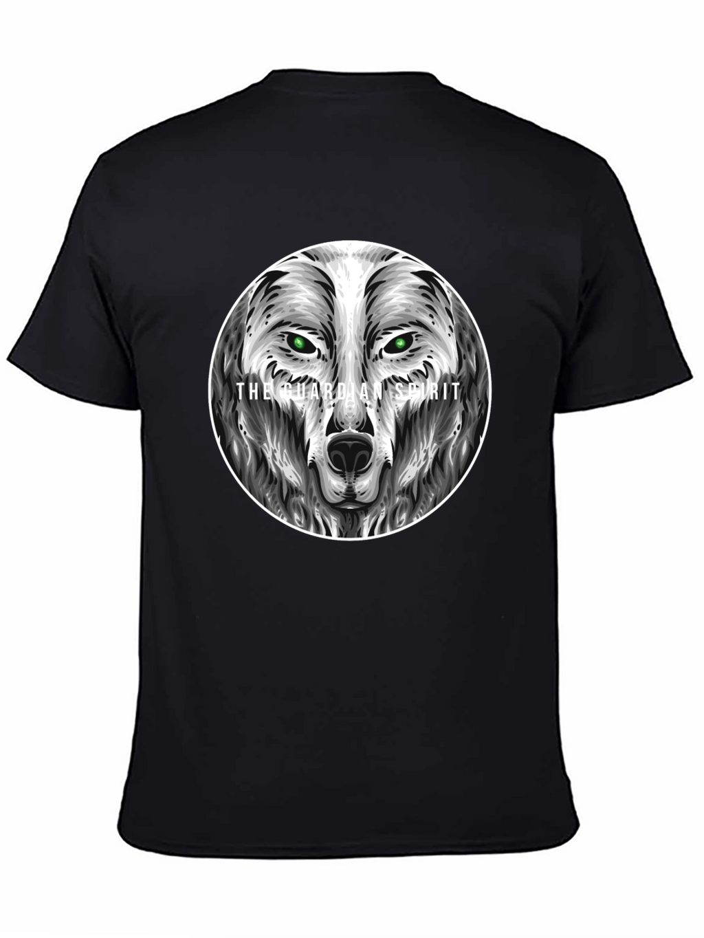 Guardian Spirit Wolf Graphic T-Shirt - Black