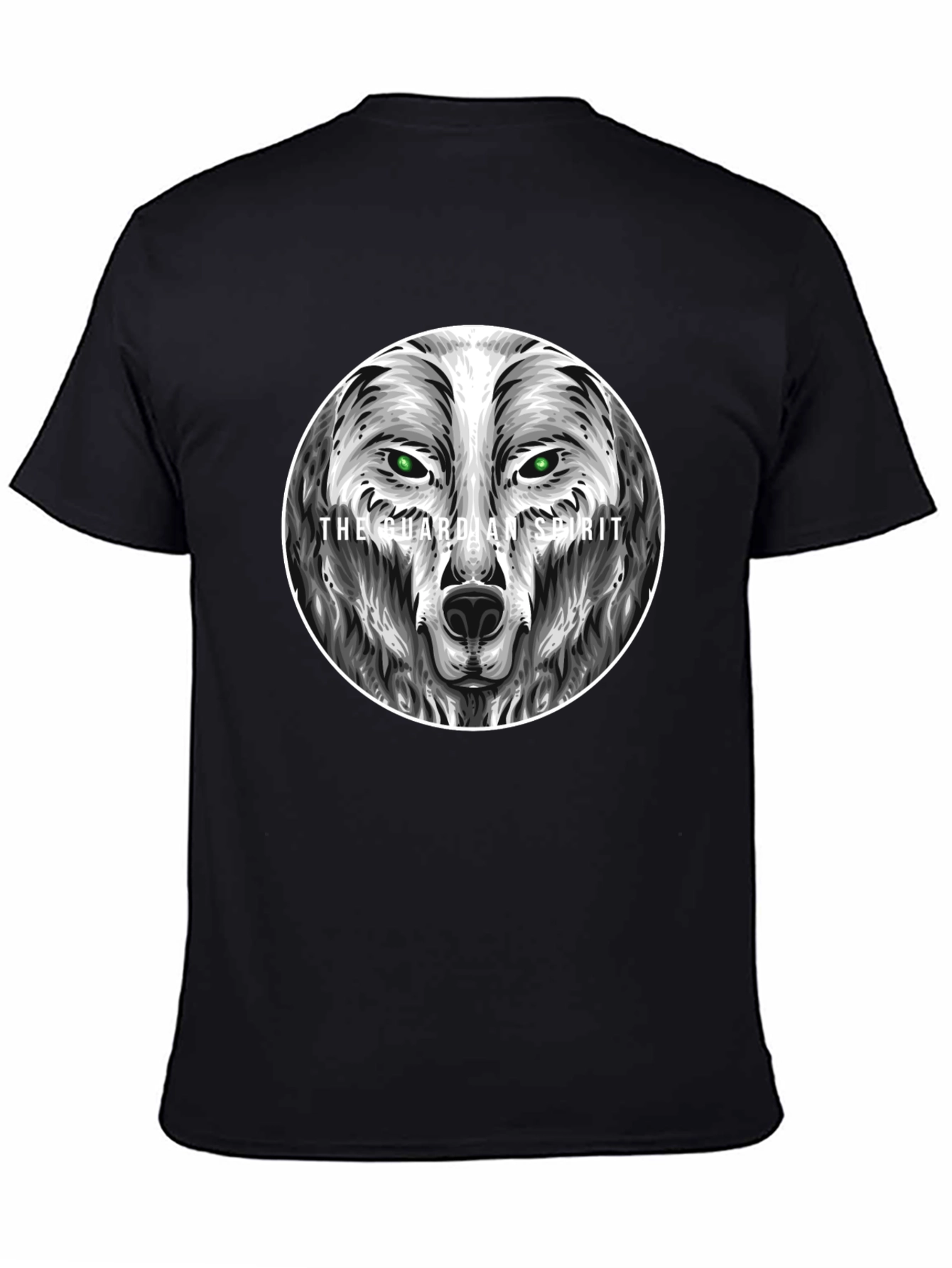Guardian Spirit Wolf Graphic T-Shirt - Black