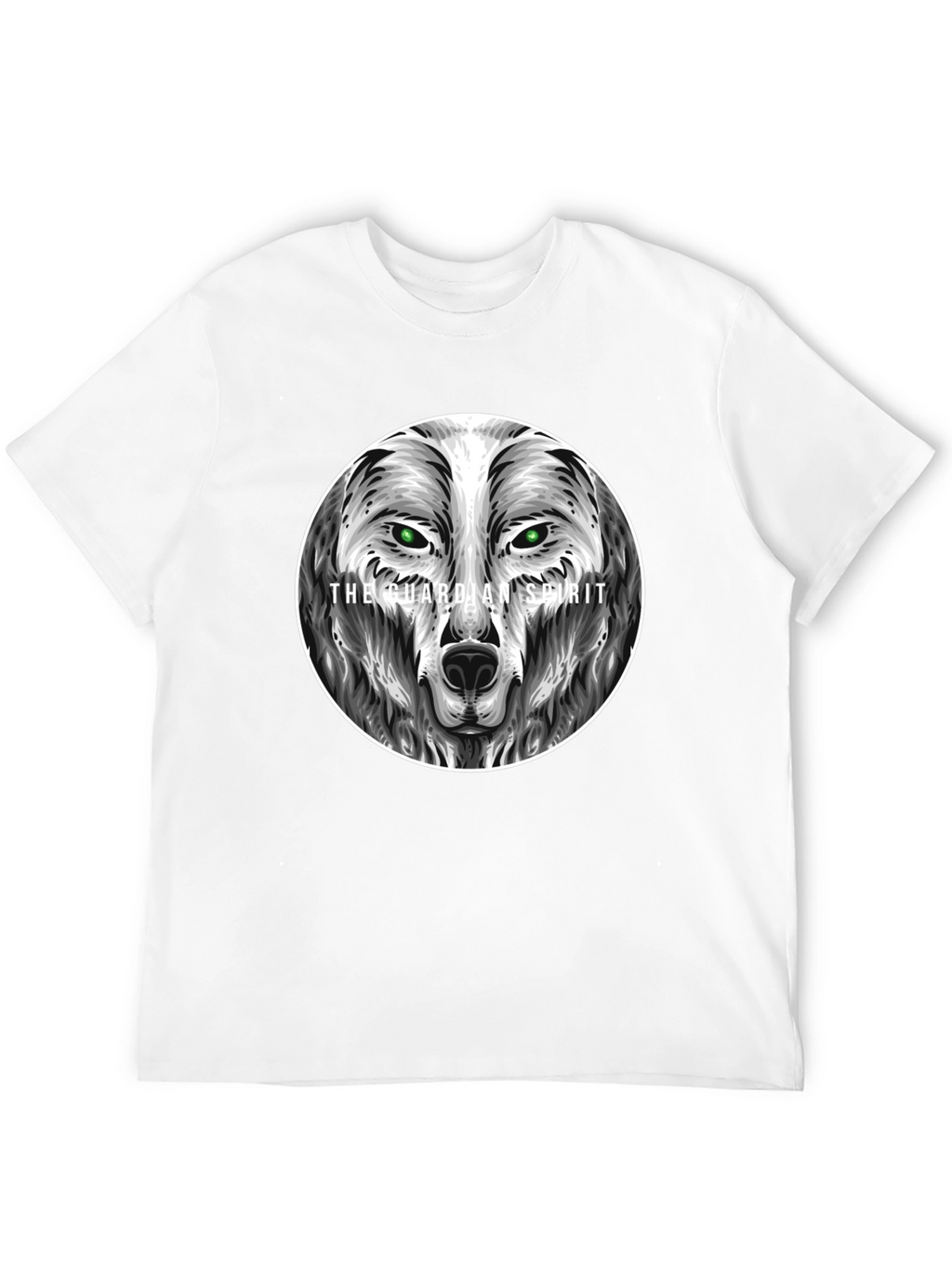 Guardian Spirit Wolf Graphic T-Shirt - Black