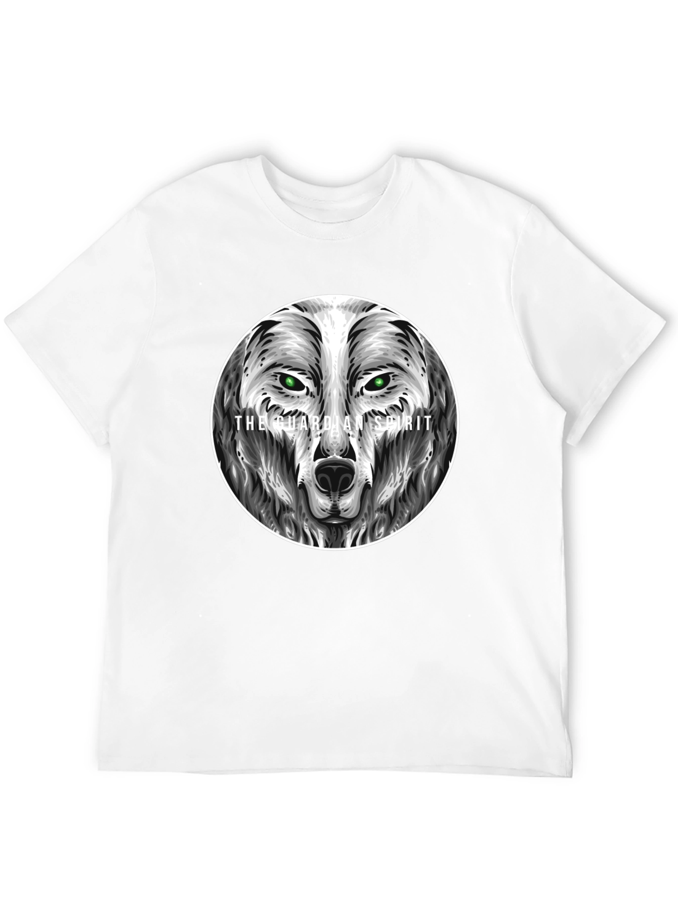 Guardian Spirit Wolf Graphic T-Shirt - Black