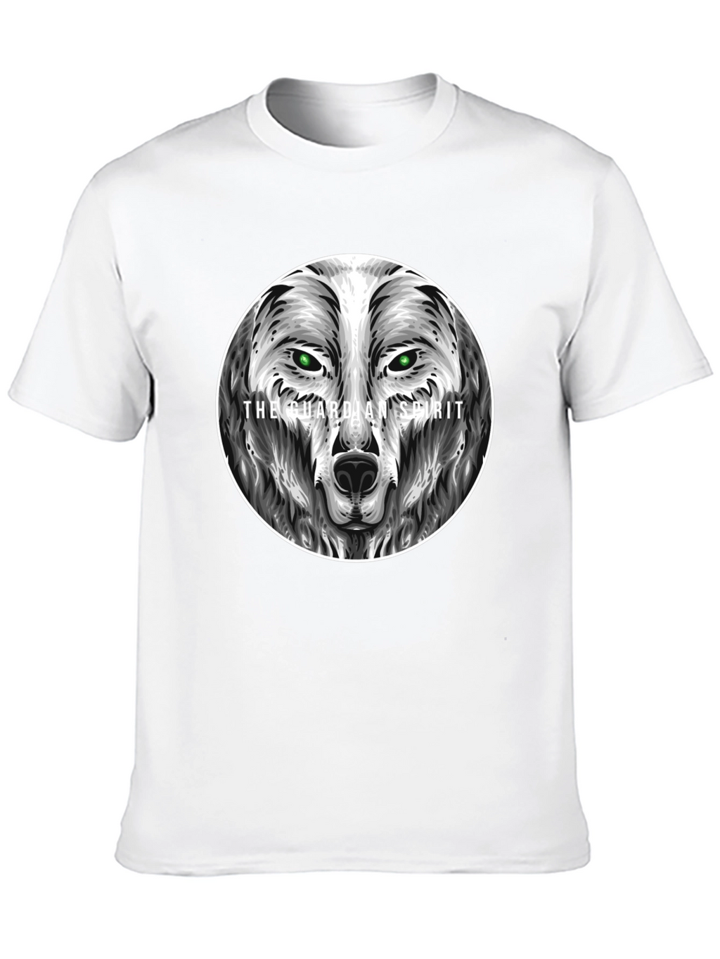 Guardian Spirit Wolf Graphic T-Shirt - Black