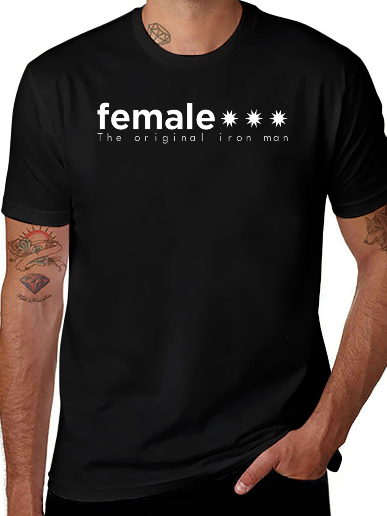 Female The Original Iron Man Black T-Shirt