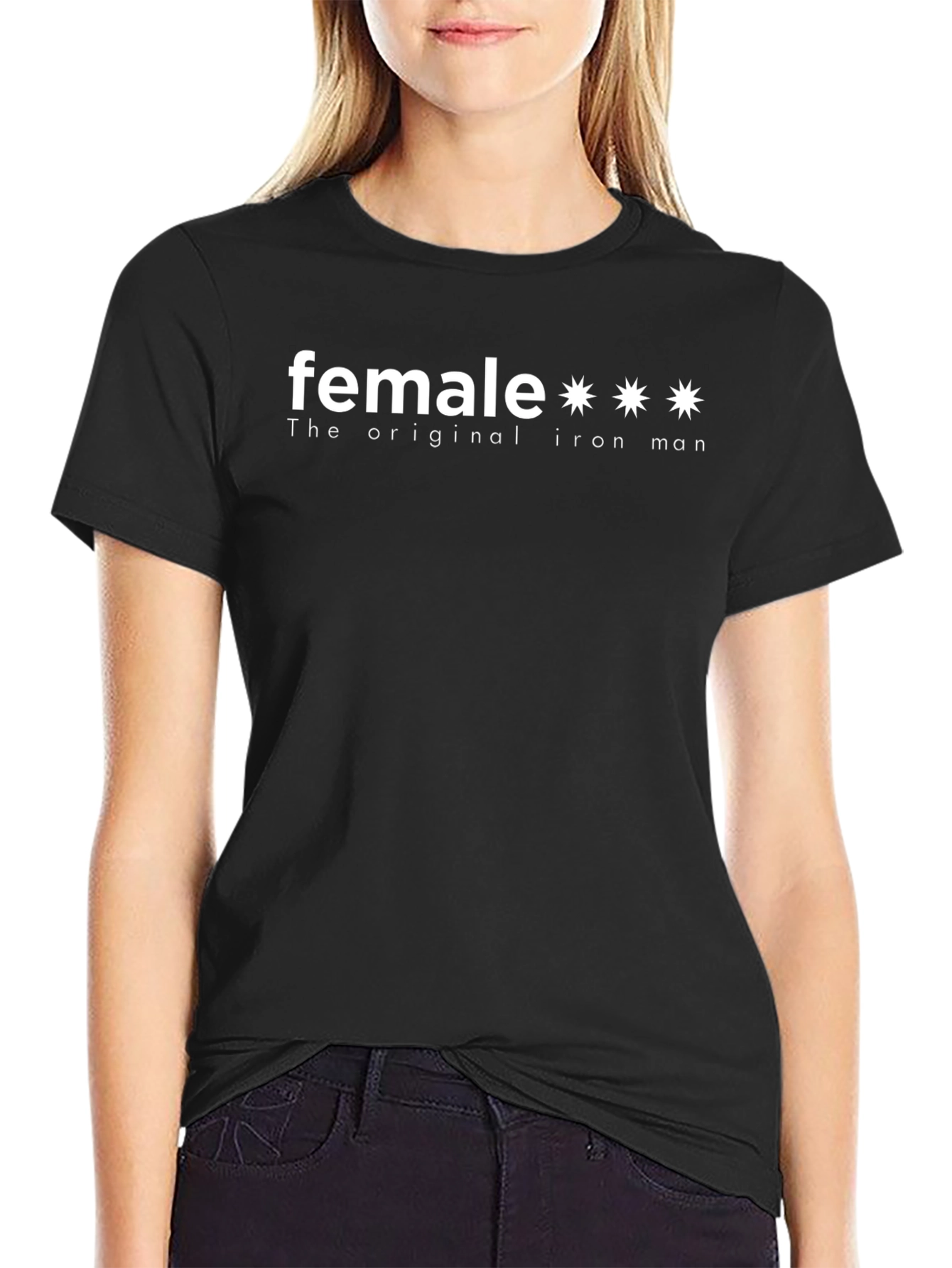 Female The Original Iron Man Black T-Shirt
