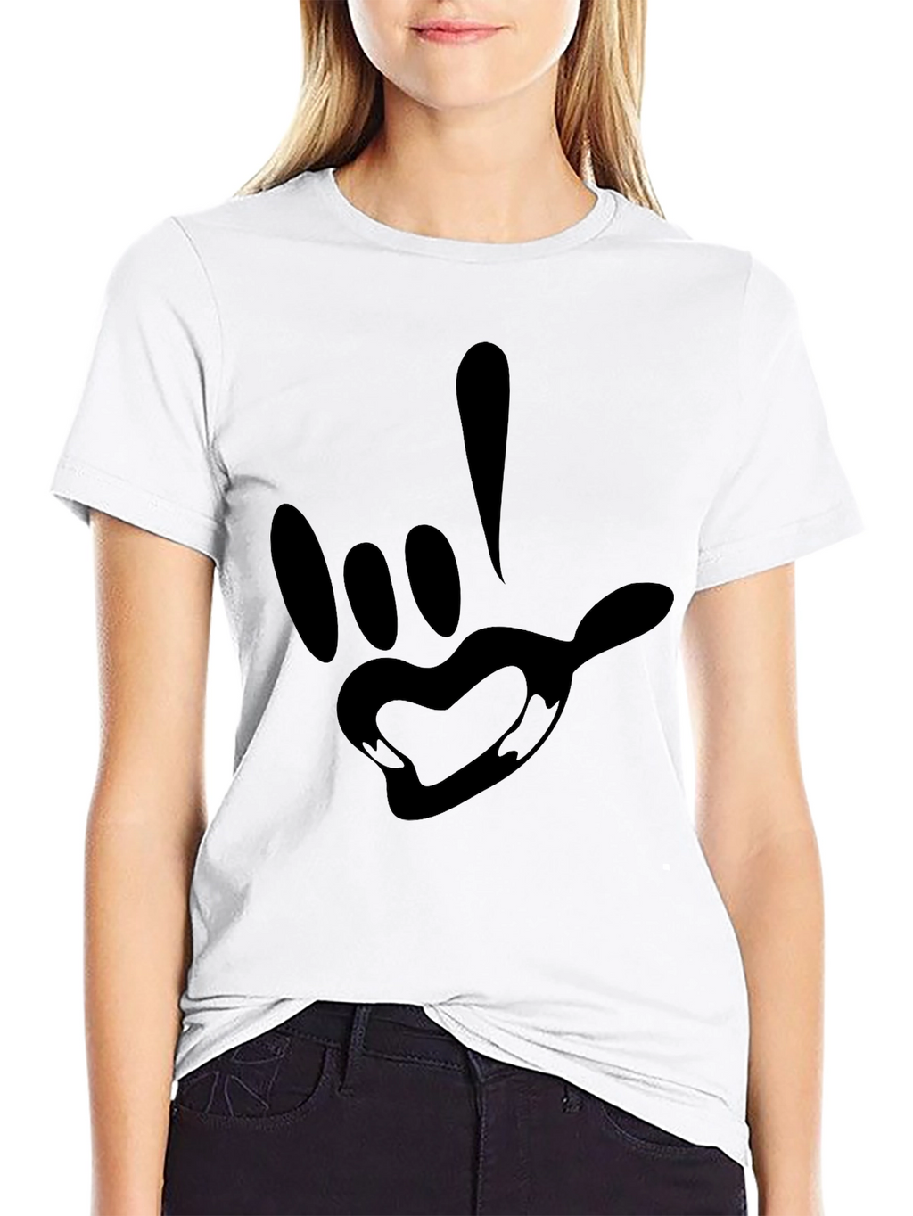 Black Graphic Tee - I Love You Hand Sign