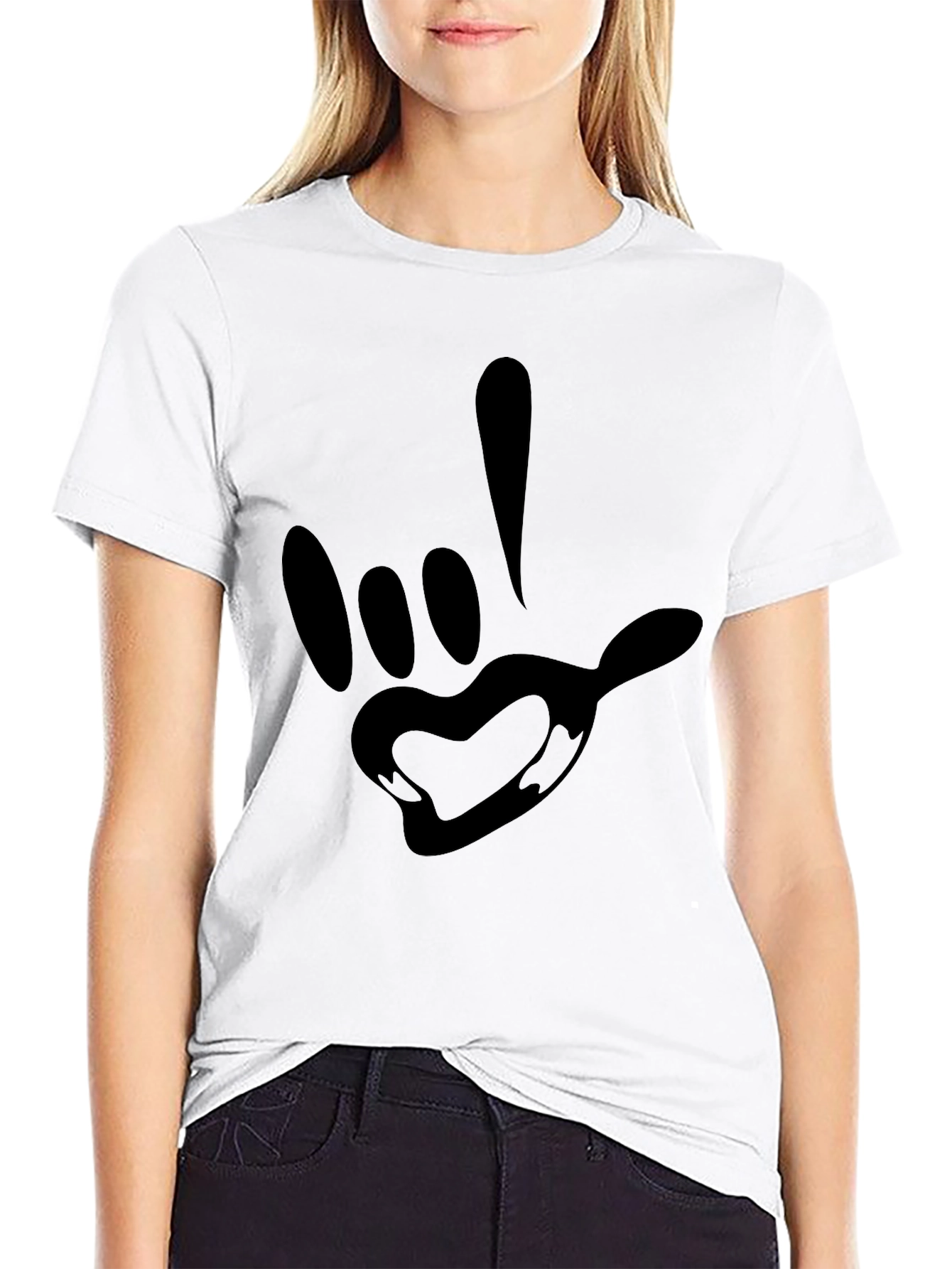 Black Graphic Tee - I Love You Hand Sign