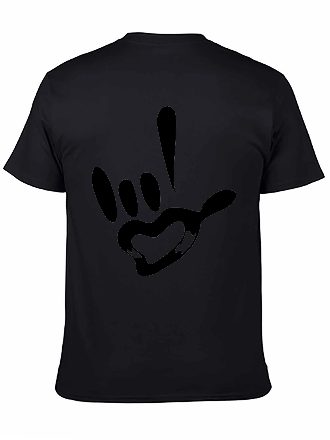 Black Graphic Tee - I Love You Hand Sign