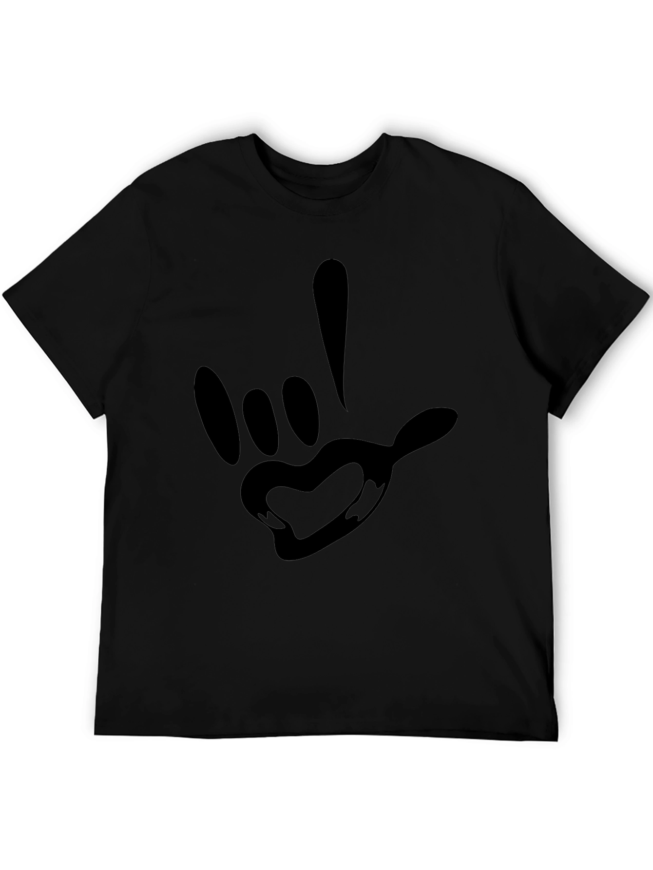 Black Graphic Tee - I Love You Hand Sign