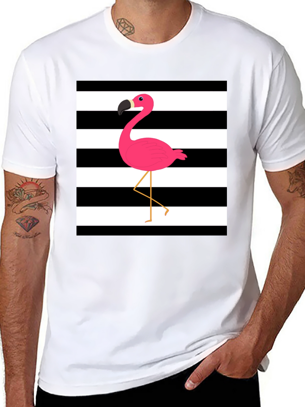 Stripped Flamingo Graphic Tee