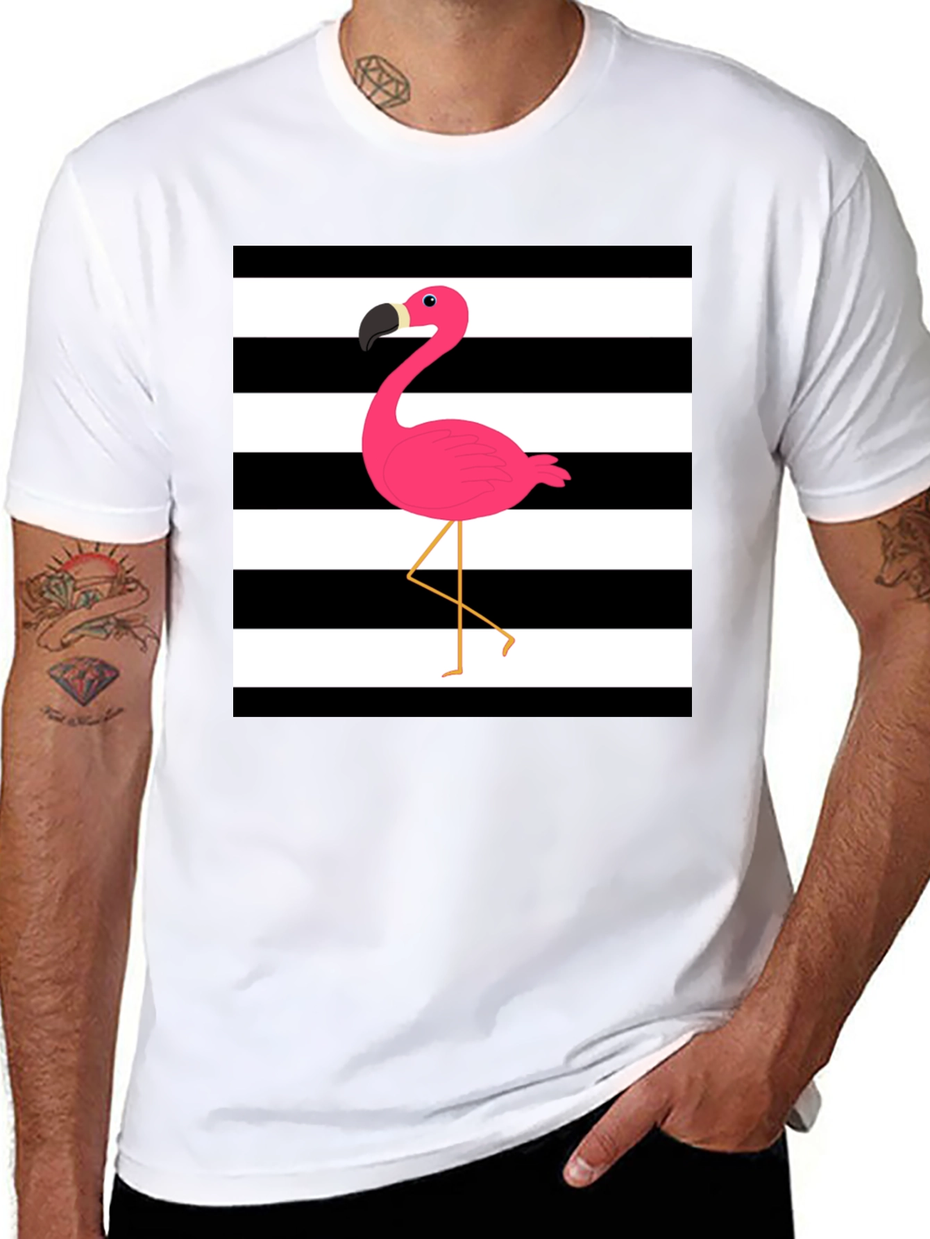 Stripped Flamingo Graphic Tee