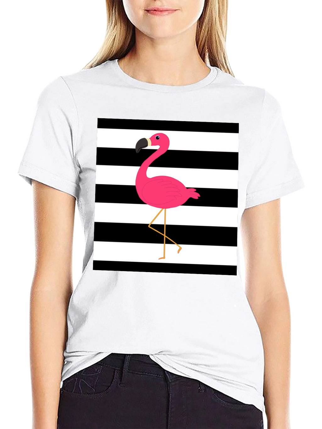 Stripped Flamingo Graphic Tee