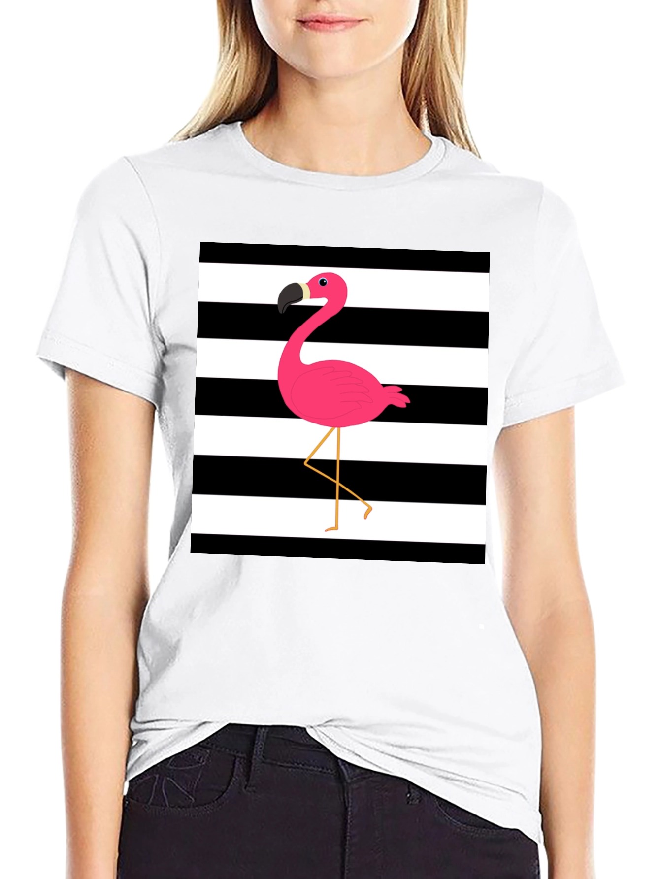 Stripped Flamingo Graphic Tee