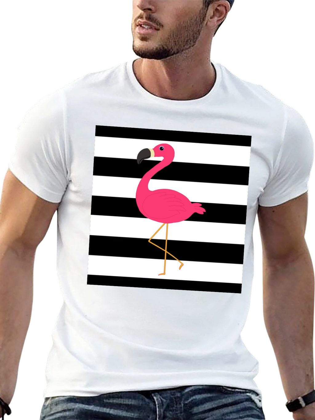 Stripped Flamingo Graphic Tee