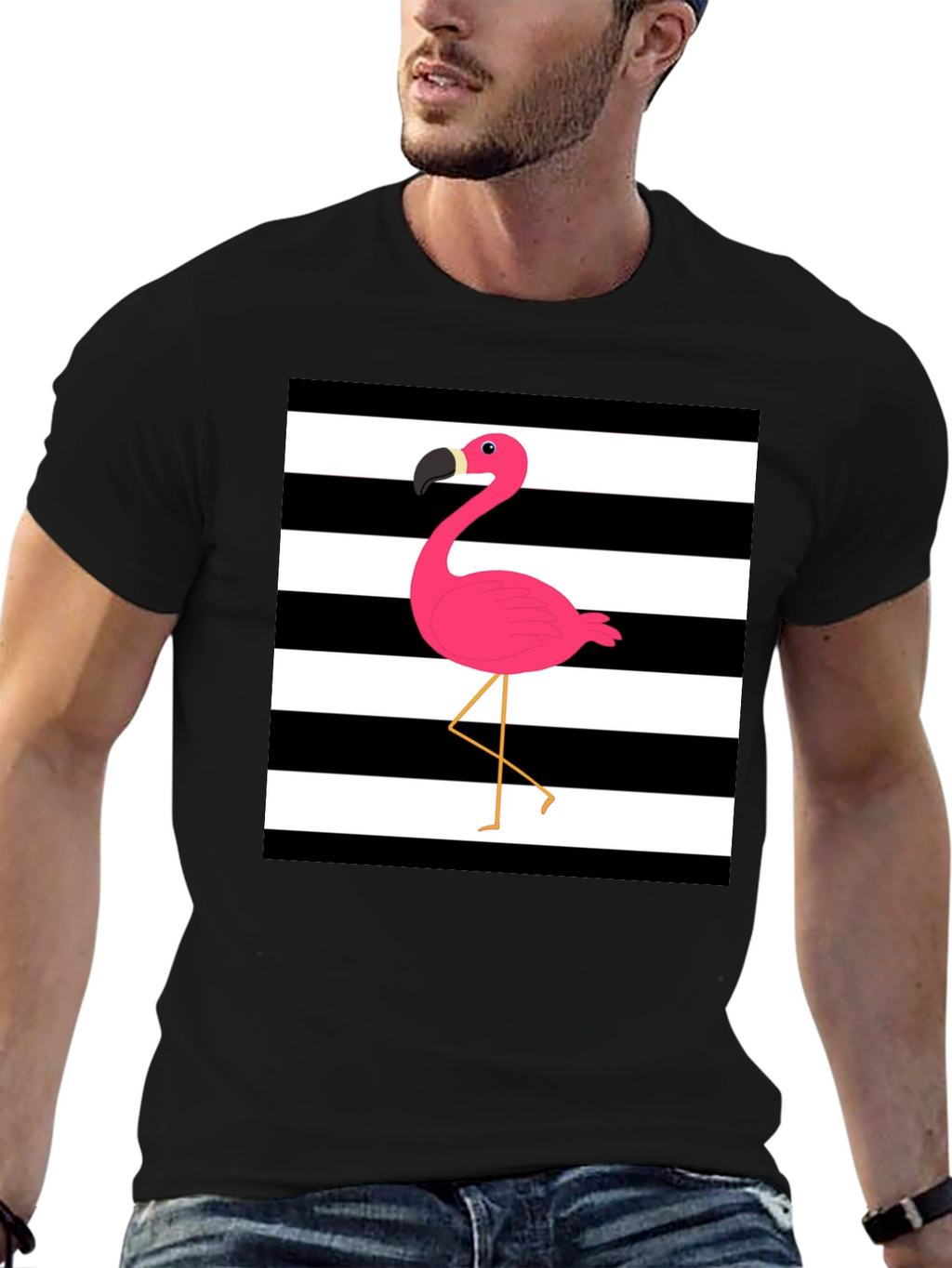 Stripped Flamingo Graphic Tee