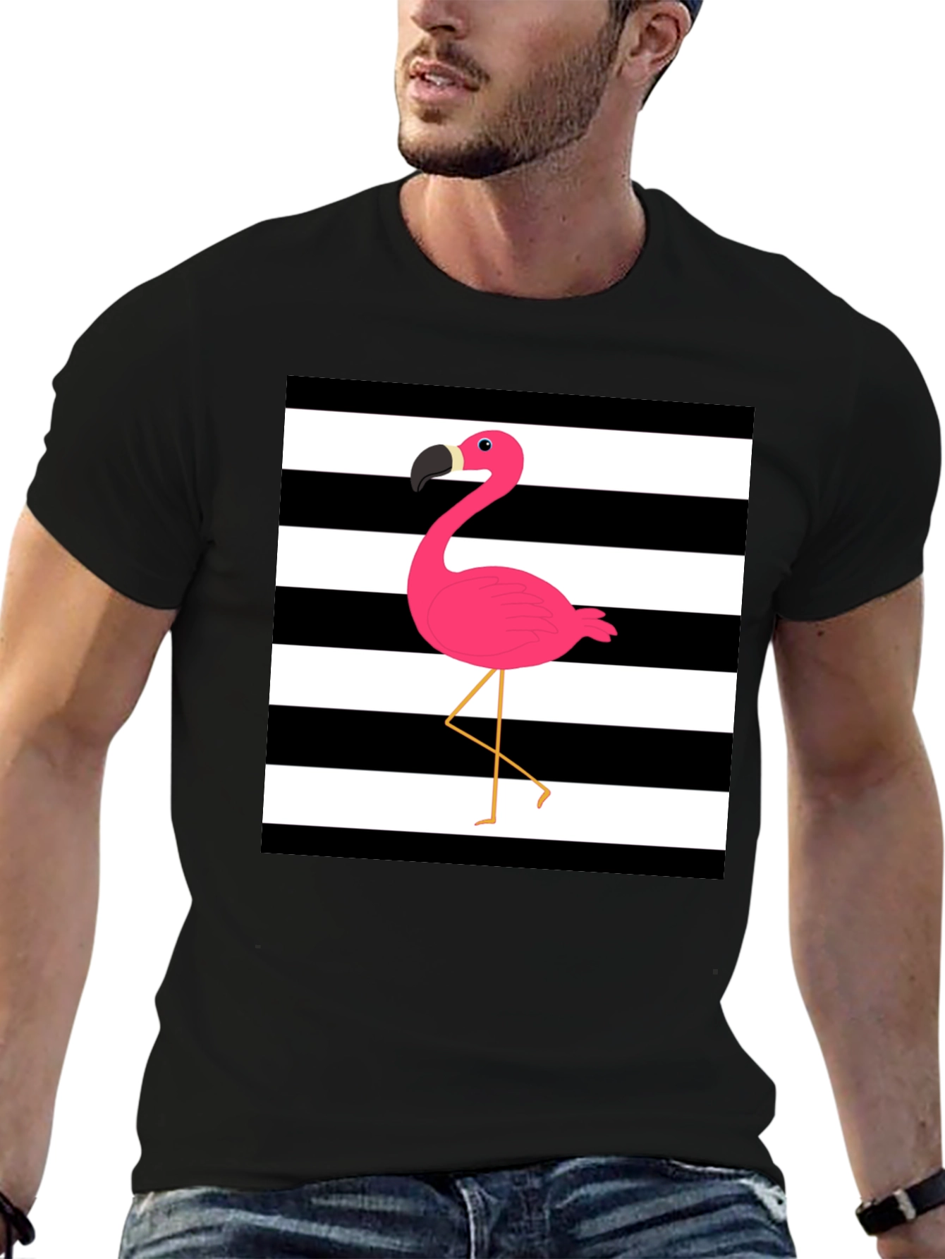 Stripped Flamingo Graphic Tee