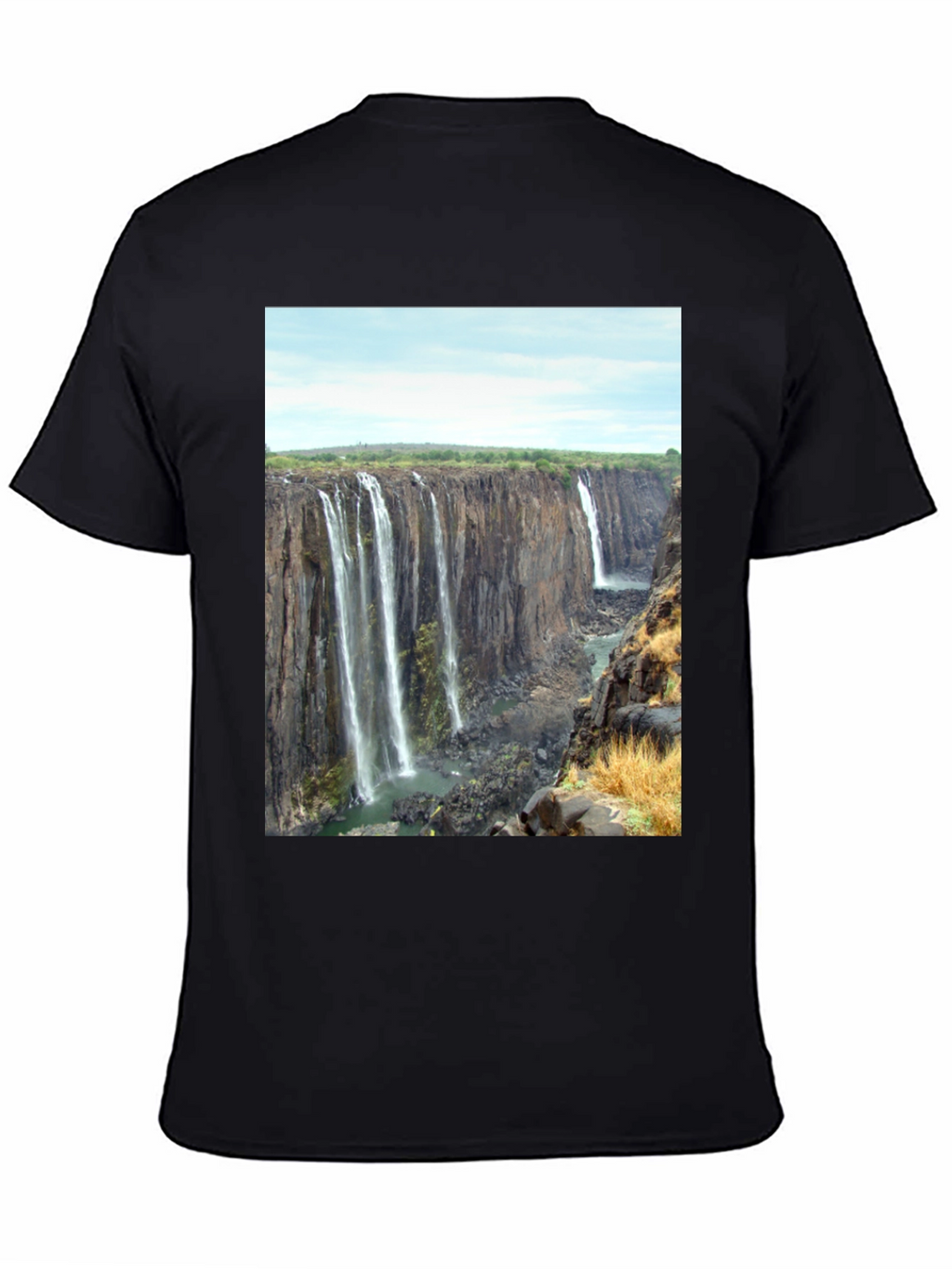 Waterfall Graphic Print T-Shirt - Black