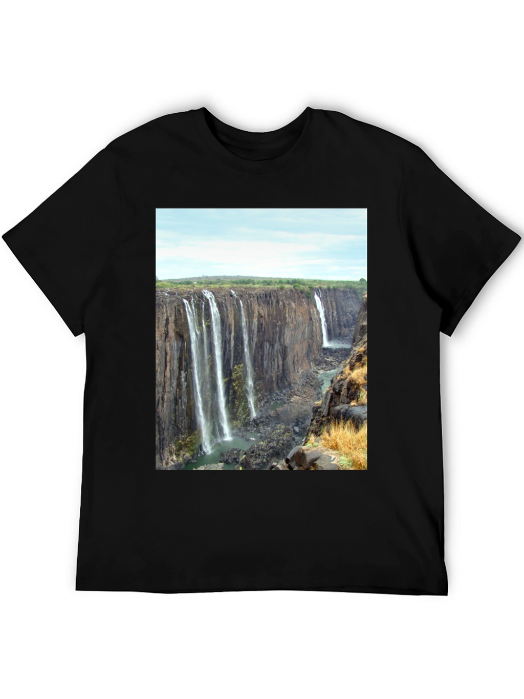 Waterfall Graphic Print T-Shirt - Black