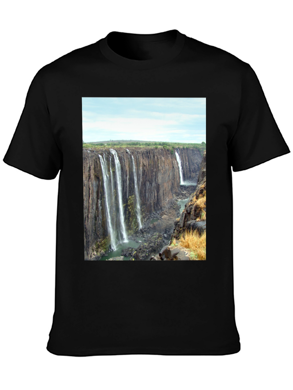 Waterfall Graphic Print T-Shirt - Black