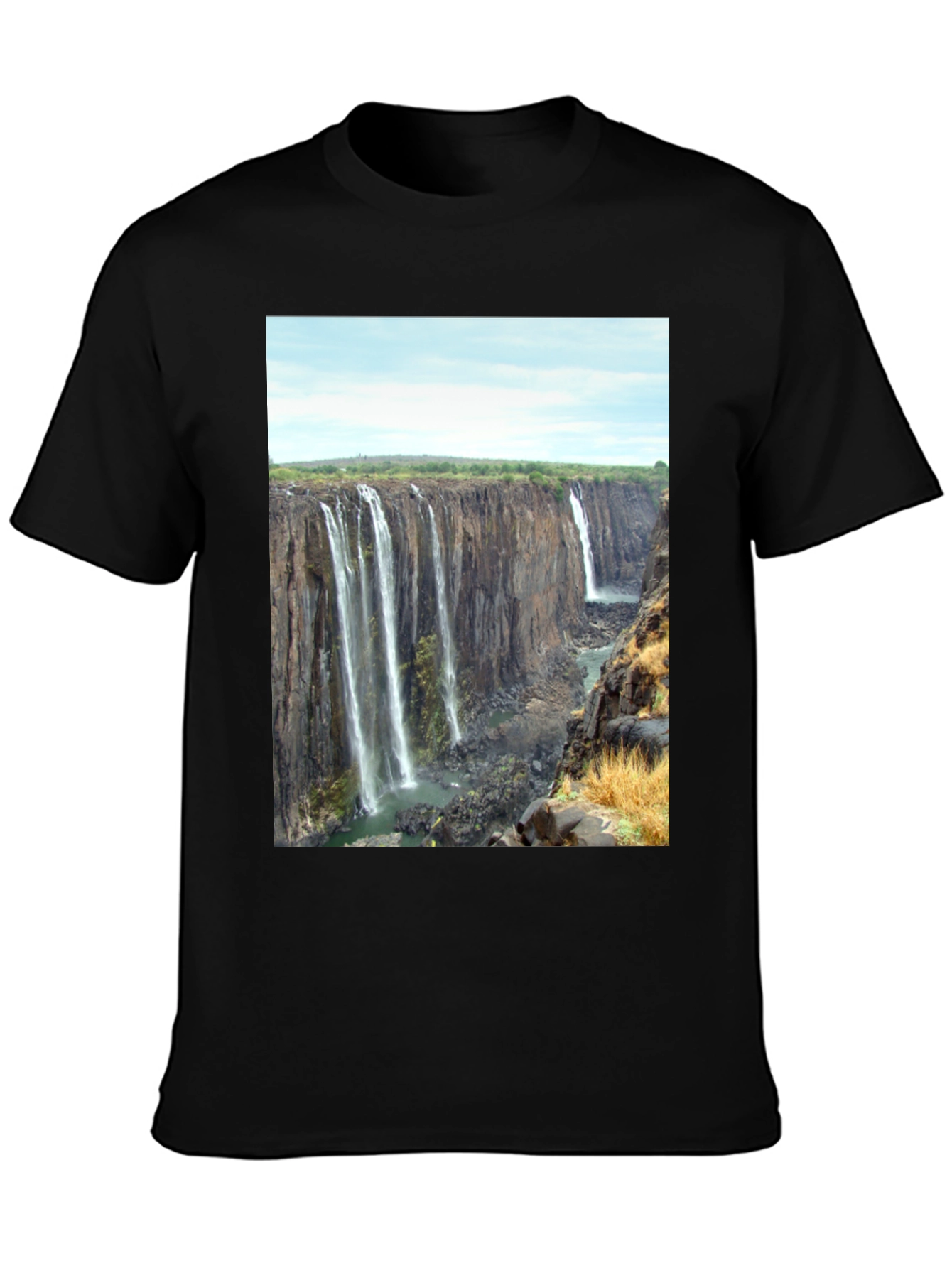 Waterfall Graphic Print T-Shirt - Black
