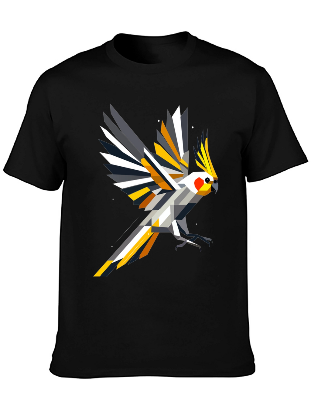 Geometric Cockatiel T-Shirt - Modern Bird Art Tee