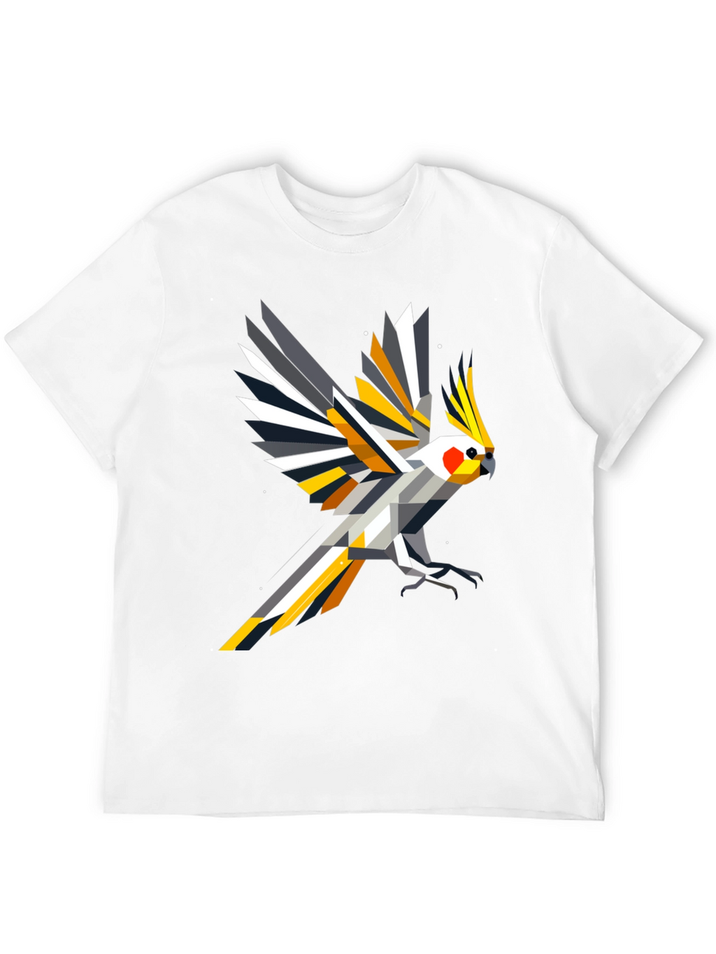 Geometric Cockatiel T-Shirt - Modern Bird Art Tee