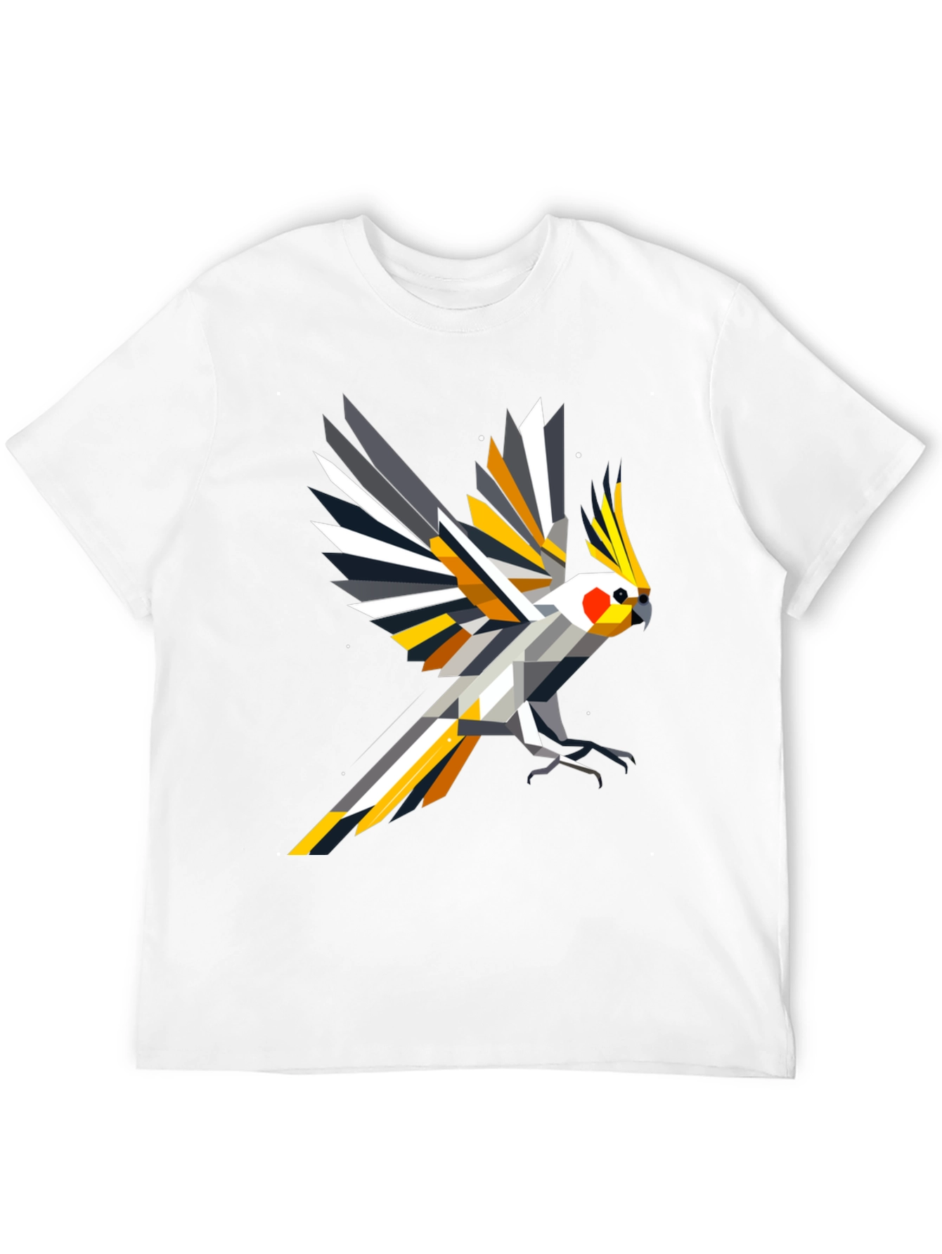 Geometric Cockatiel T-Shirt - Modern Bird Art Tee