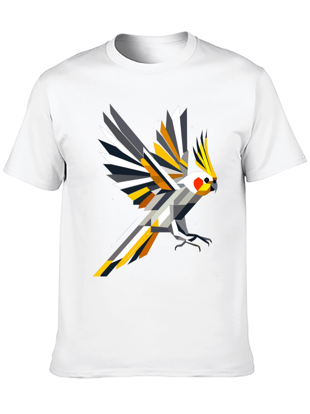 Geometric Cockatiel T-Shirt - Modern Bird Art Tee