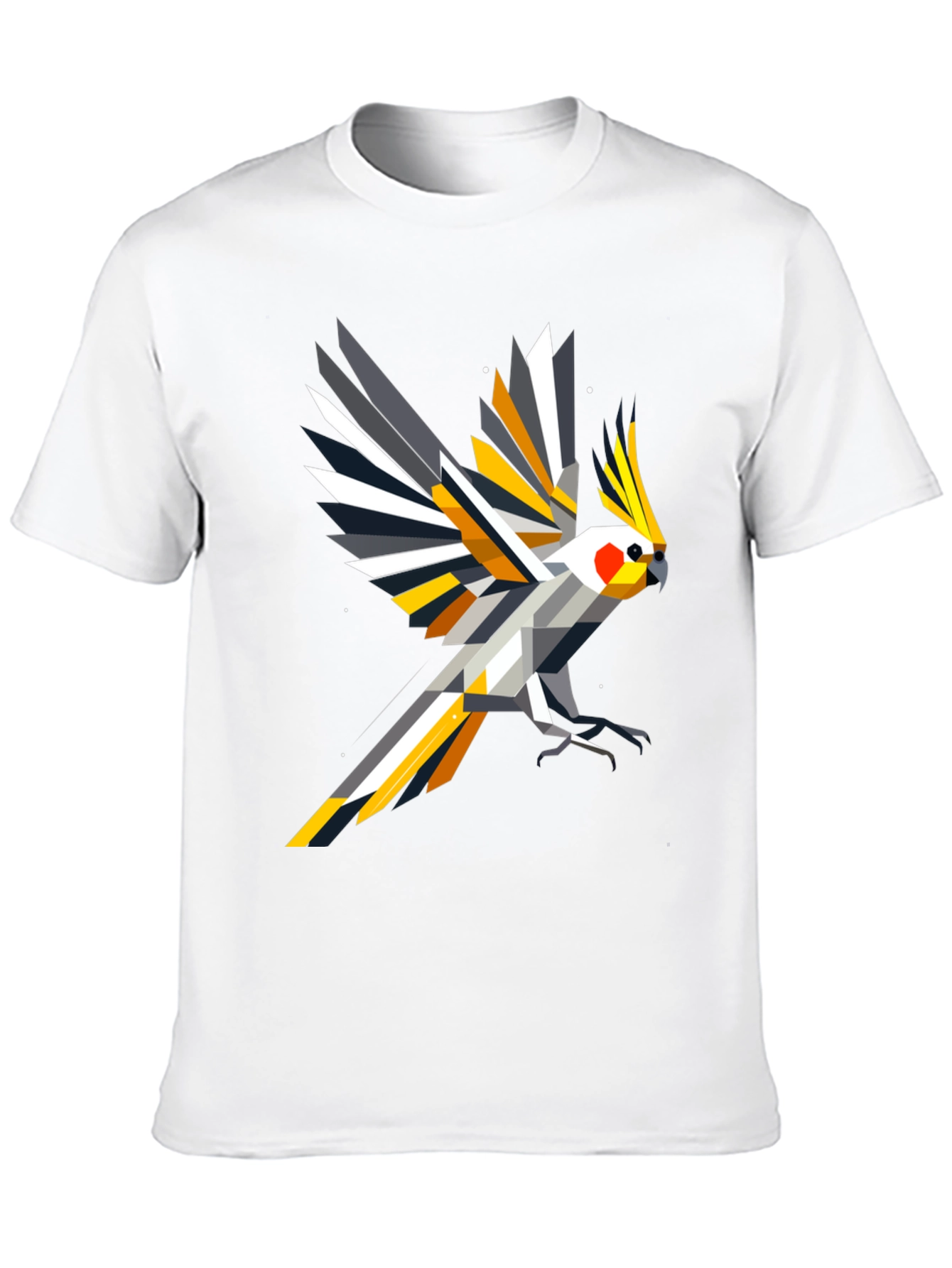 Geometric Cockatiel T-Shirt - Modern Bird Art Tee