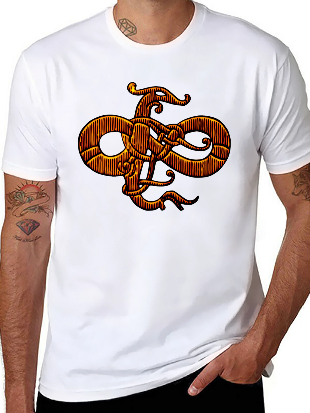 Stylized Graphic Print Black T-Shirt