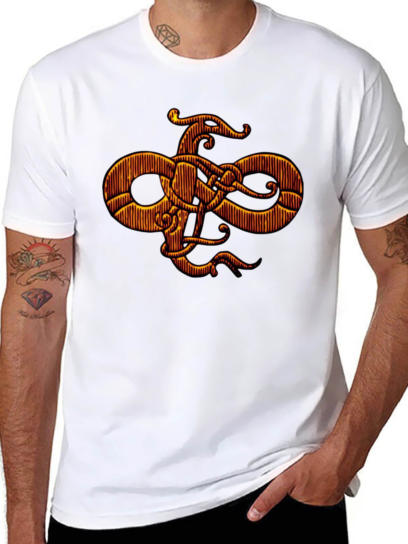 Stylized Graphic Print Black T-Shirt