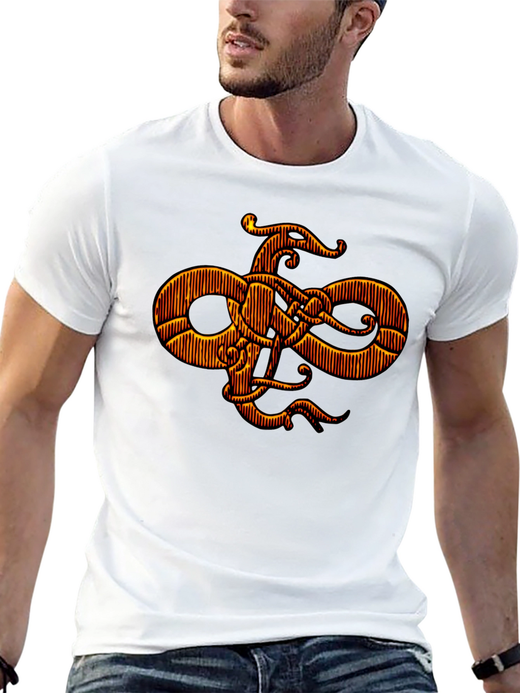 Stylized Graphic Print Black T-Shirt